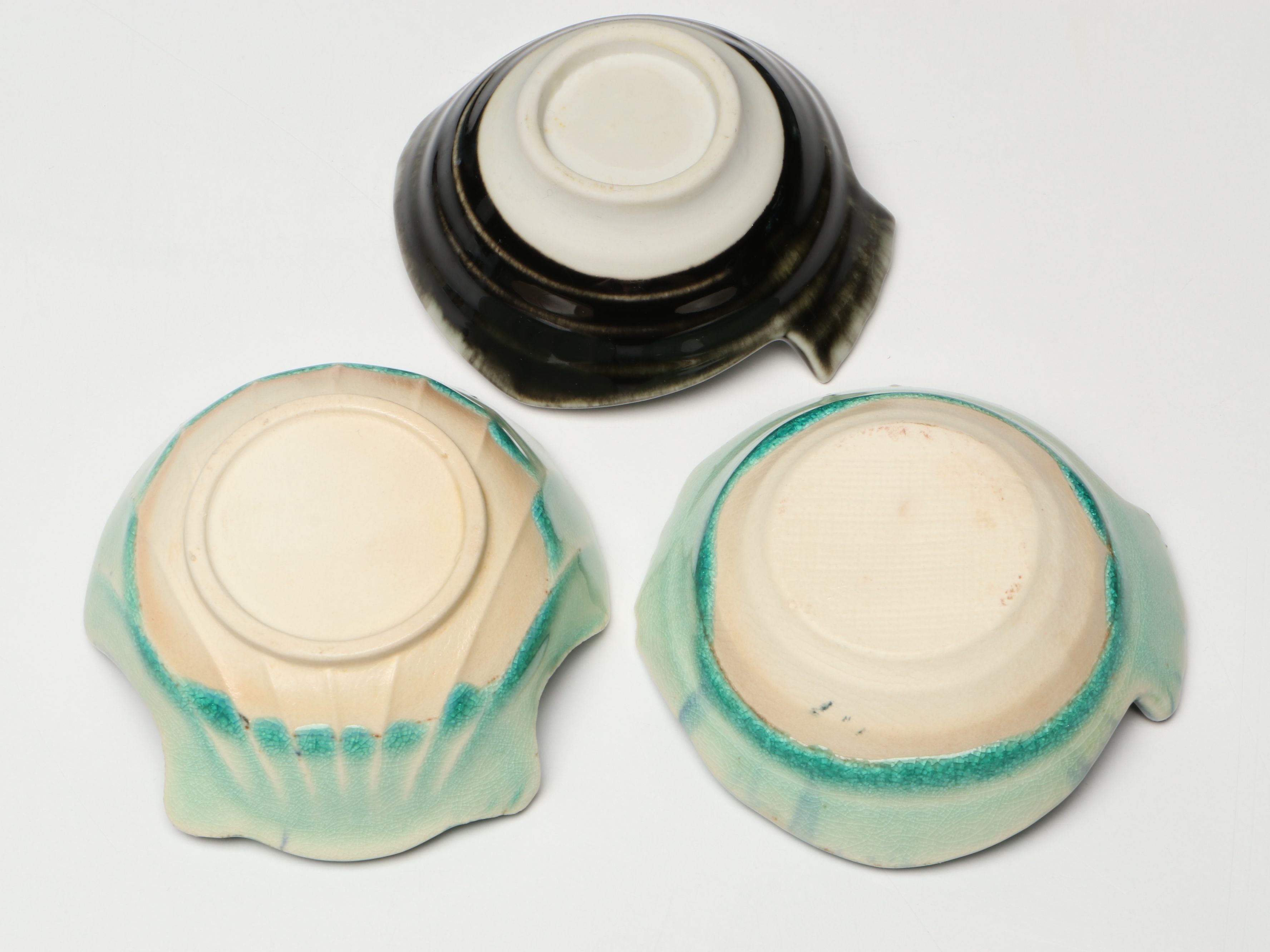 Japanese Art Pottery Ikebana Flower Frog with Vase, Trays, and More Tableware