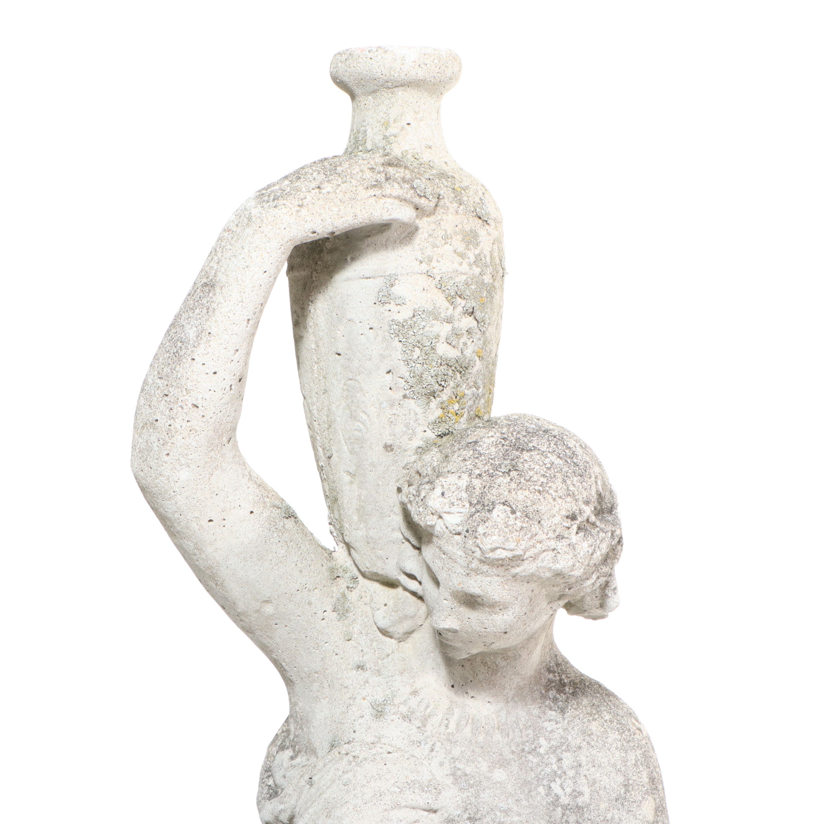 Neoclassical Style "Rebecca at the Well" Concrete Garden Fountain