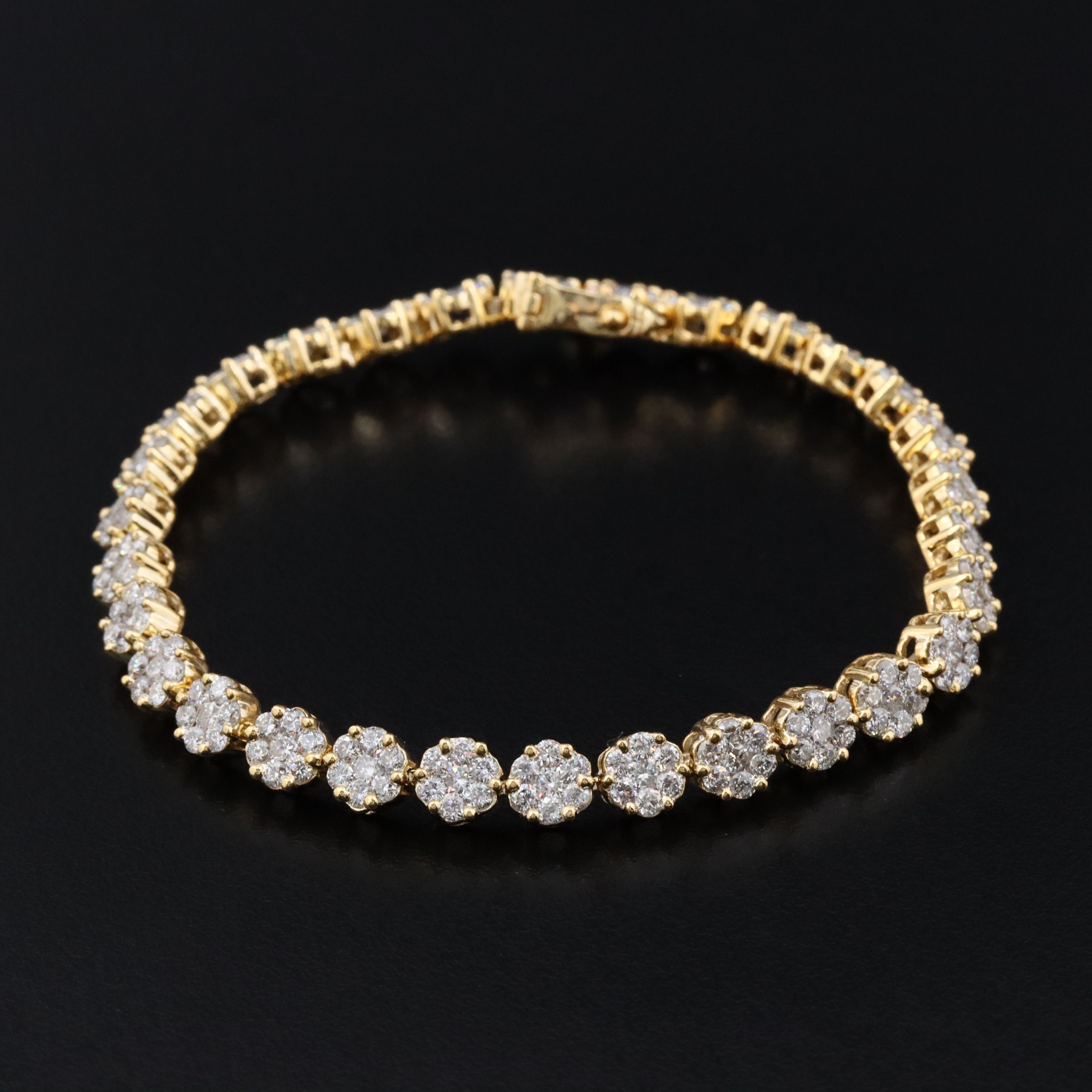 14K 5.00 CTW Diamond Cluster Link Bracelet