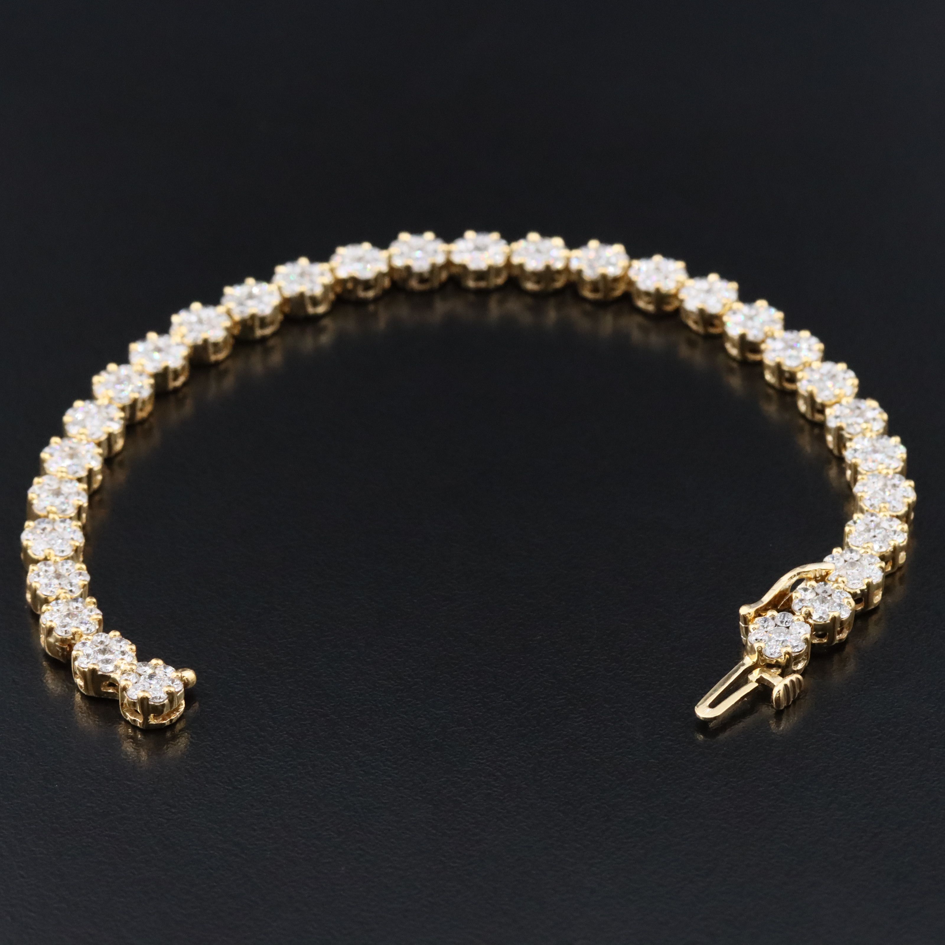14K 5.00 CTW Diamond Cluster Link Bracelet