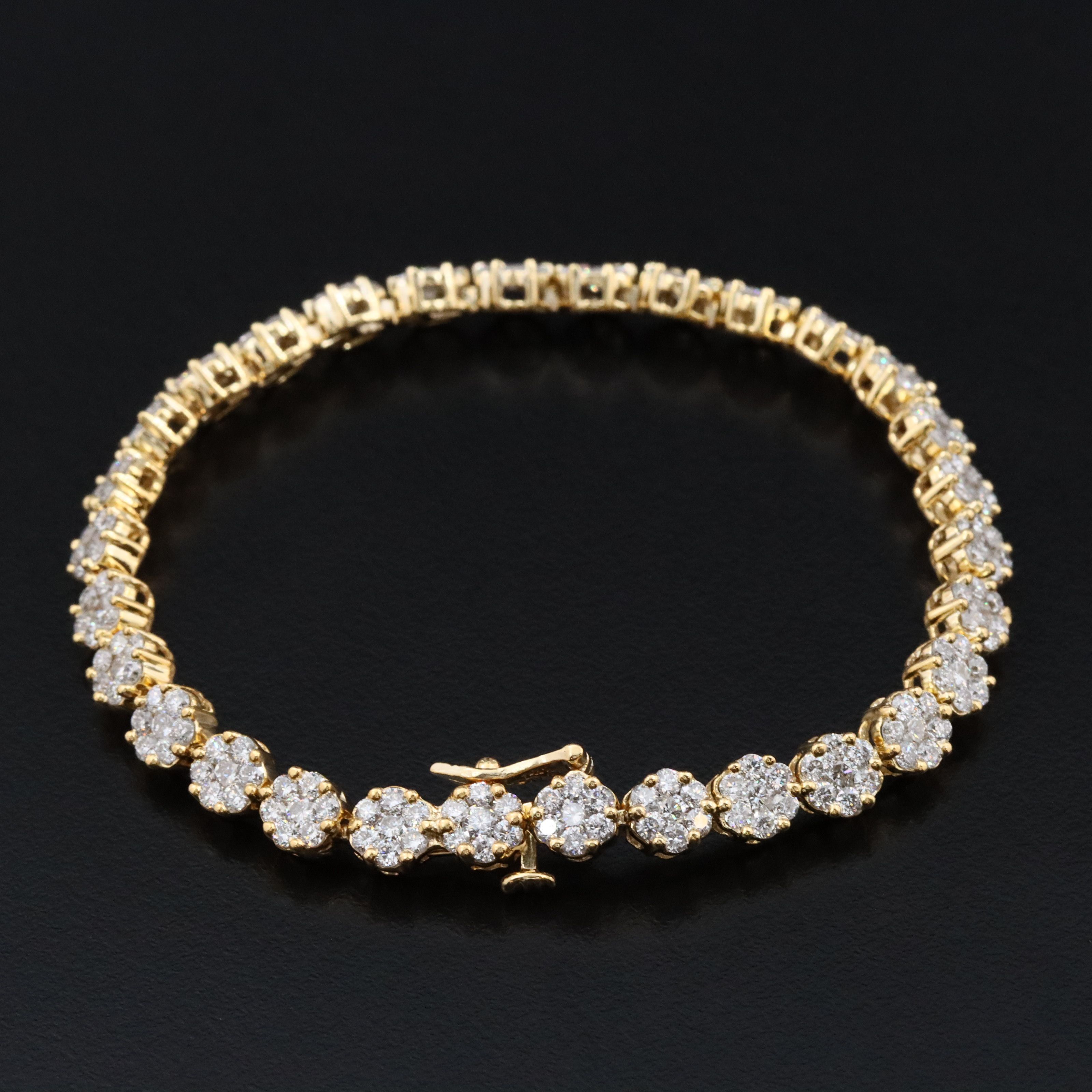 14K 5.00 CTW Diamond Cluster Link Bracelet