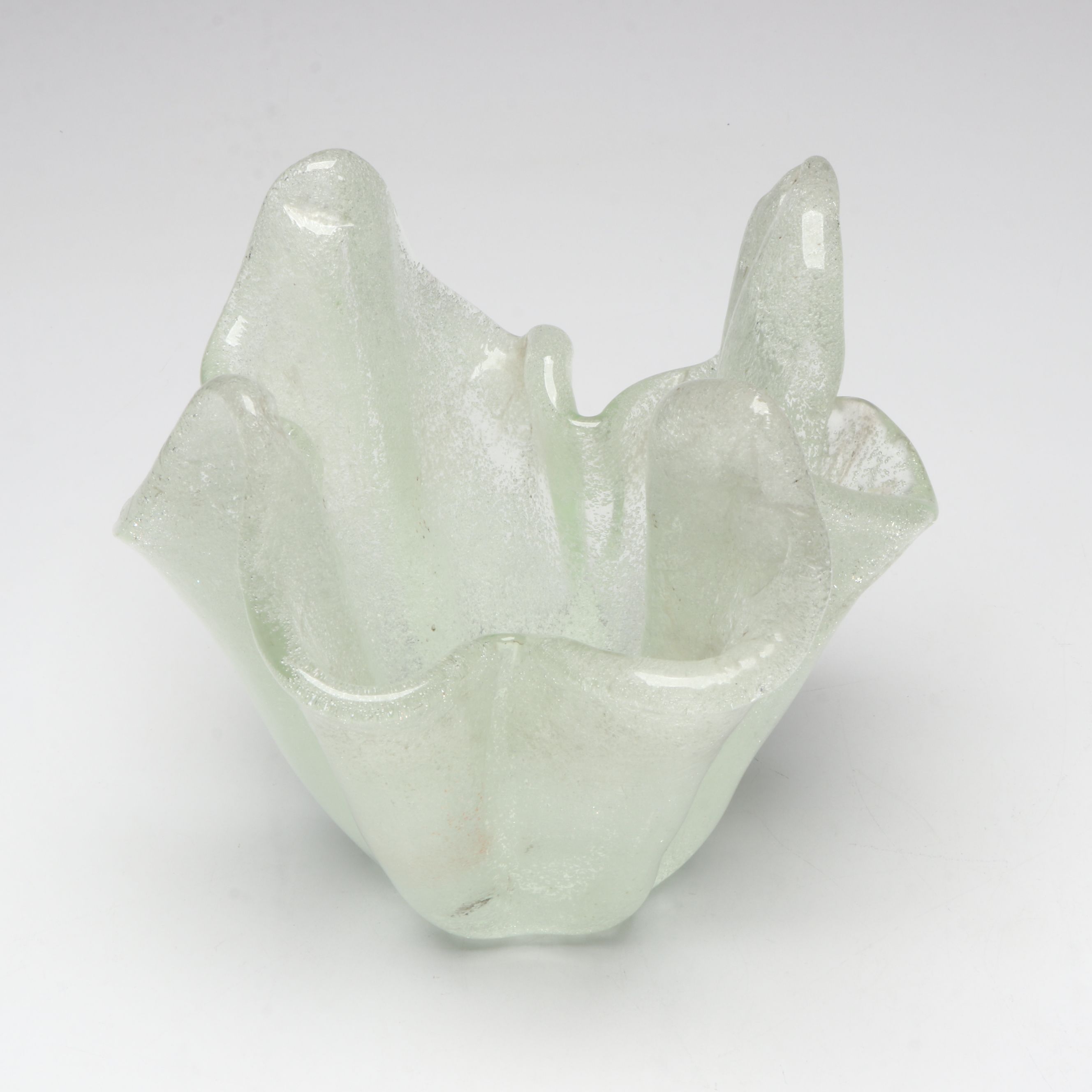 Confetti Art Glass Ball Vase with Bubble Handkerchief Bowl