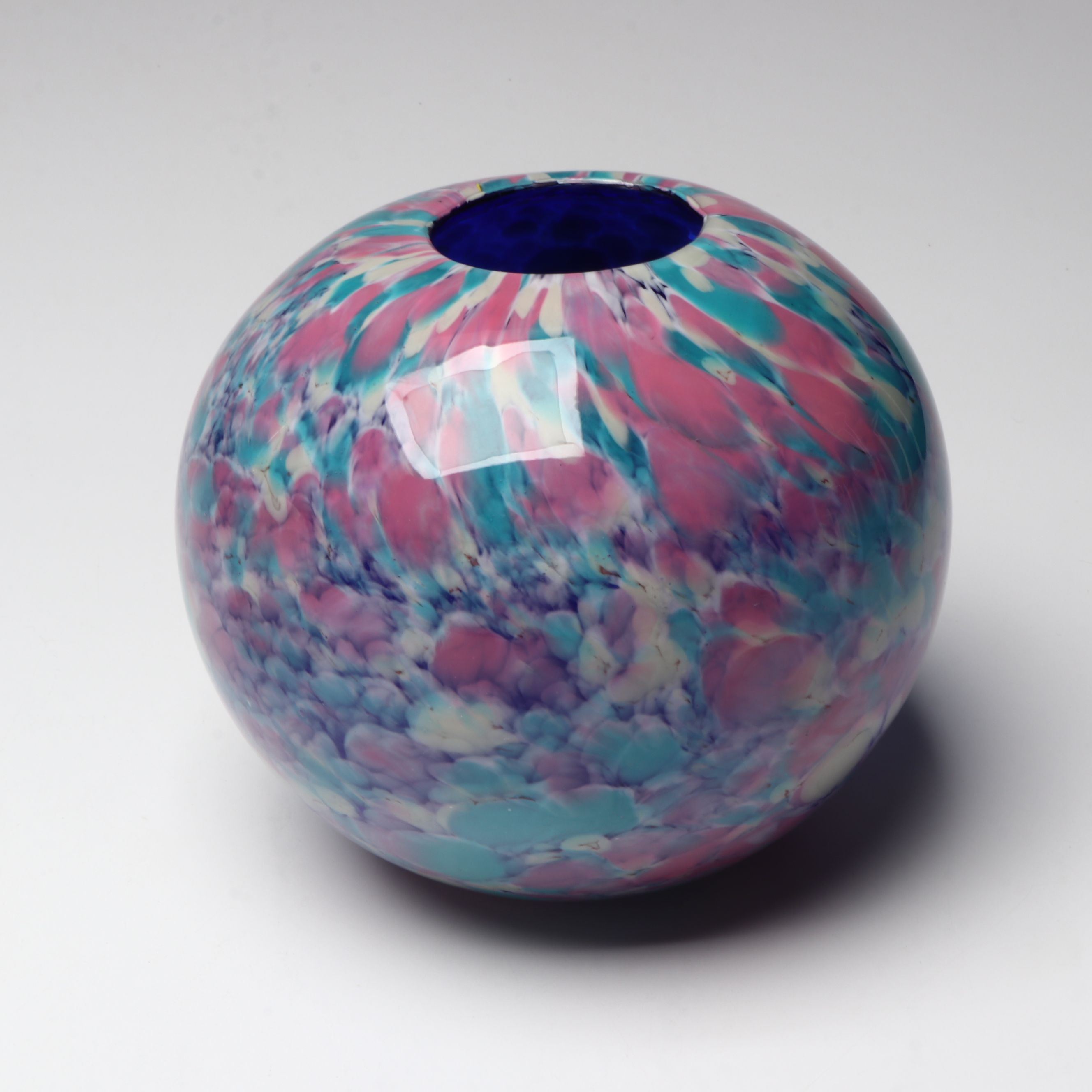 Confetti Art Glass Ball Vase with Bubble Handkerchief Bowl