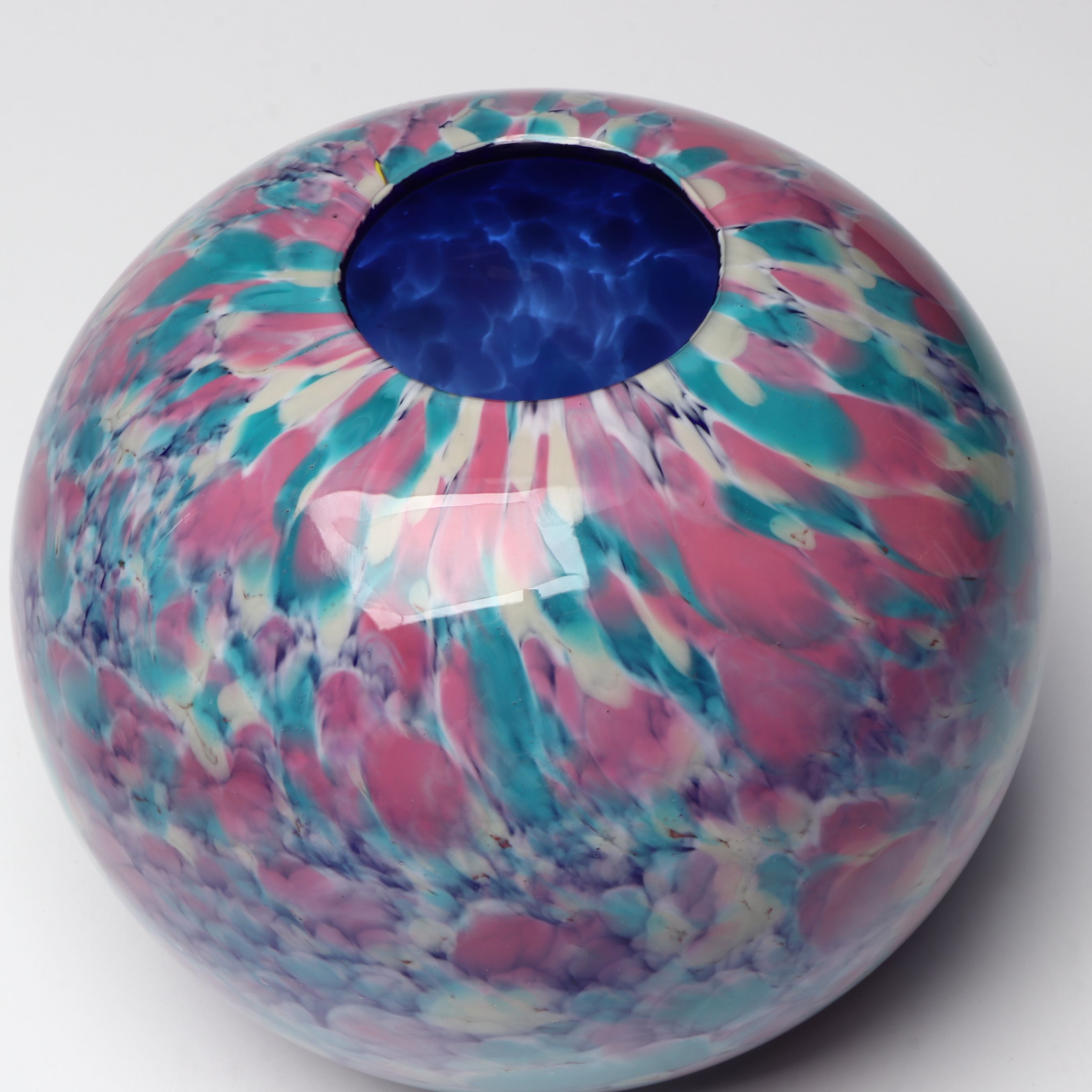 Confetti Art Glass Ball Vase with Bubble Handkerchief Bowl