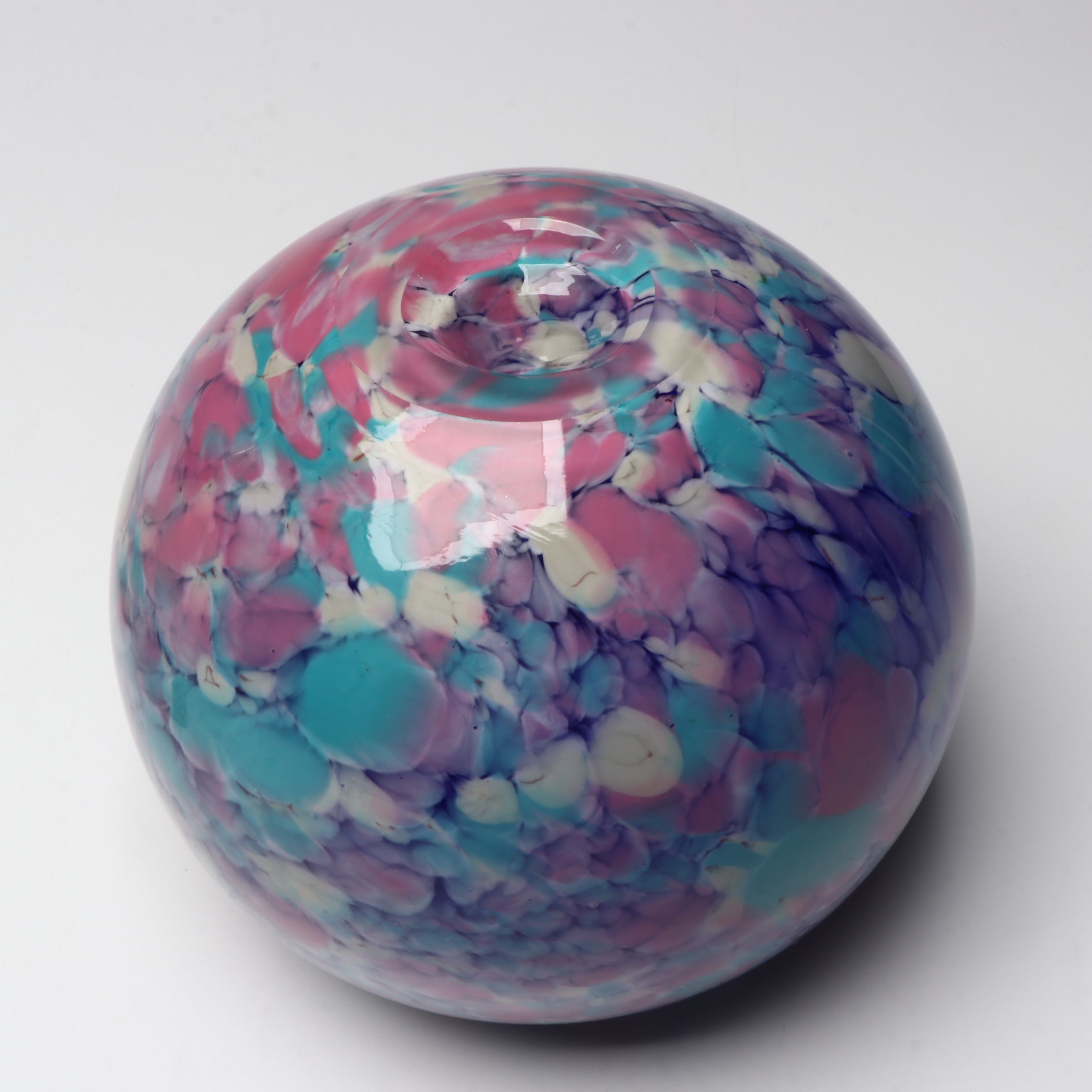 Confetti Art Glass Ball Vase with Bubble Handkerchief Bowl