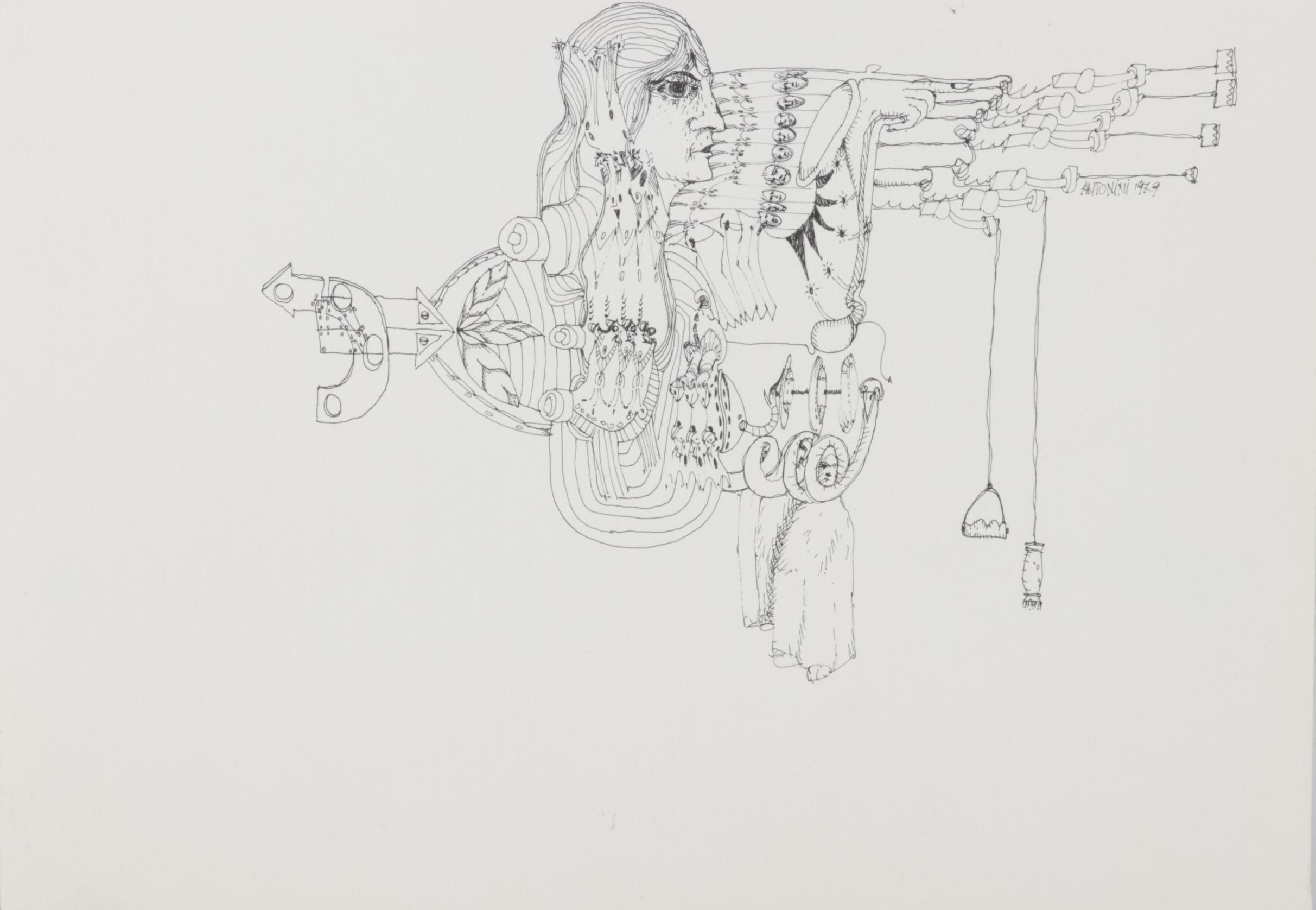 Antonini Surrealist Ink Illustration, 1979