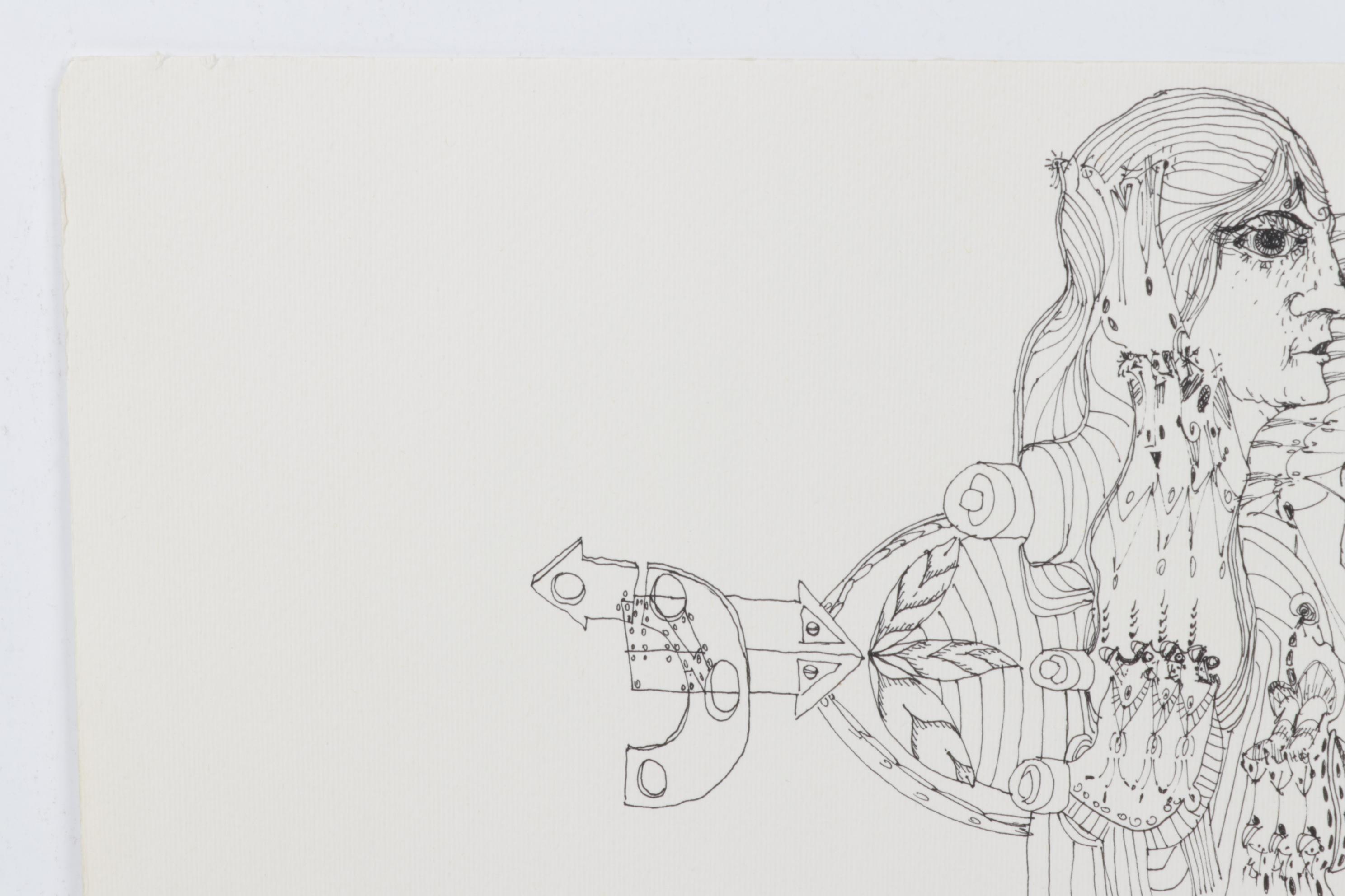 Antonini Surrealist Ink Illustration, 1979