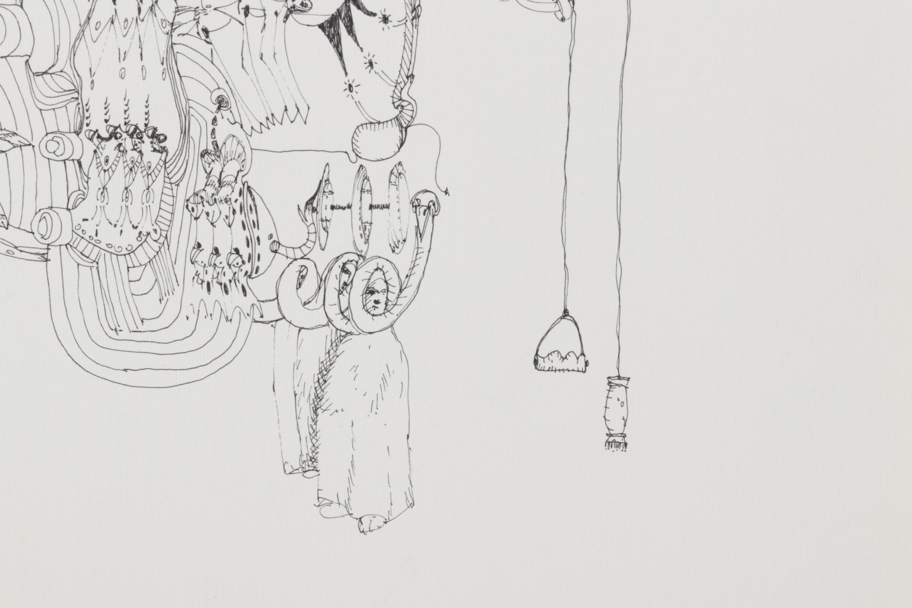 Antonini Surrealist Ink Illustration, 1979