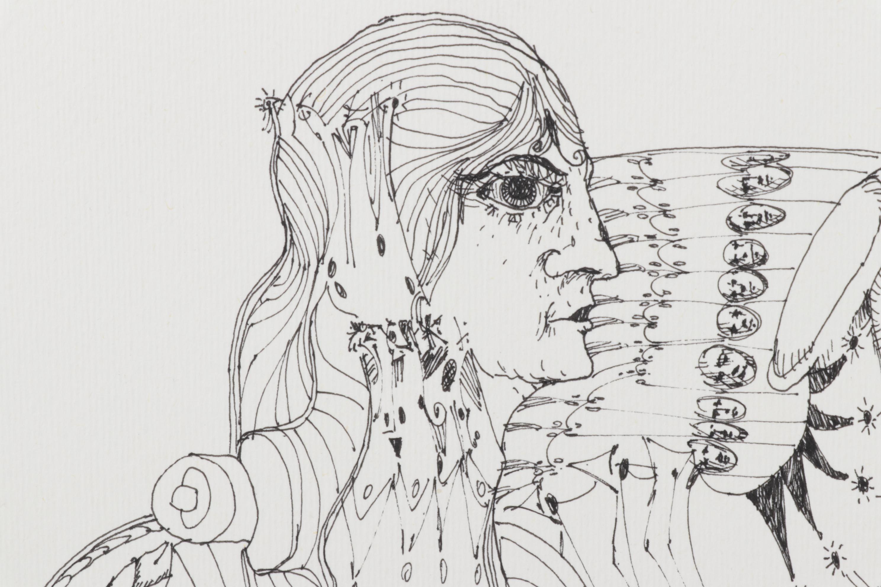 Antonini Surrealist Ink Illustration, 1979