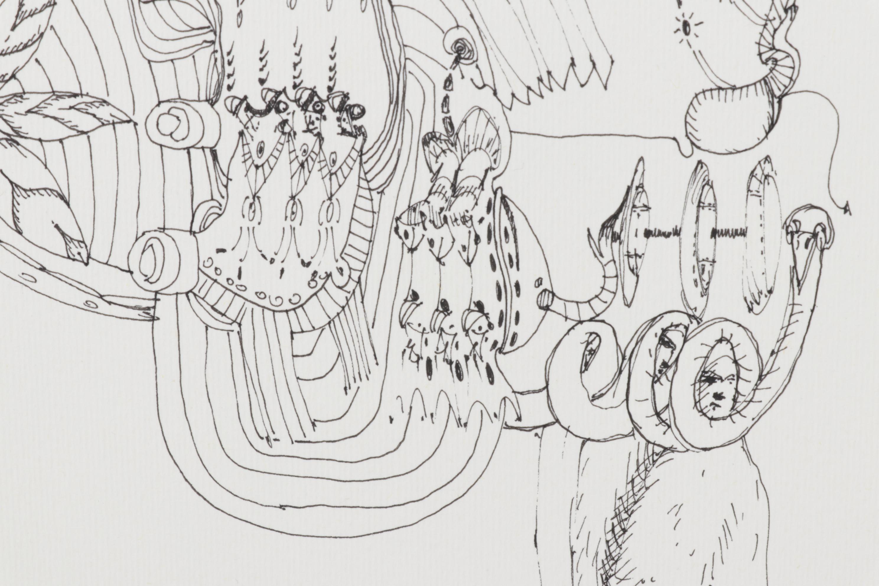 Antonini Surrealist Ink Illustration, 1979