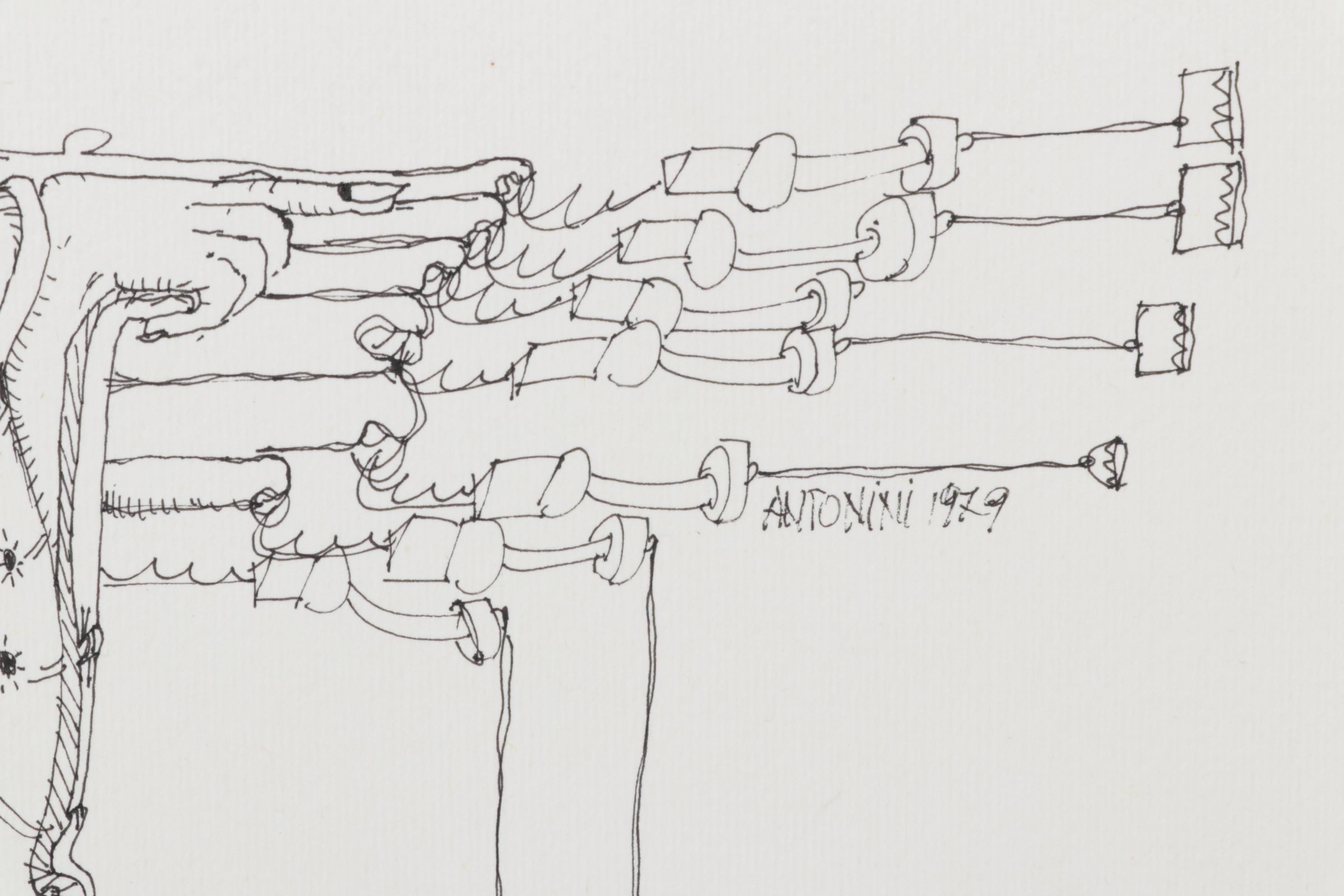 Antonini Surrealist Ink Illustration, 1979