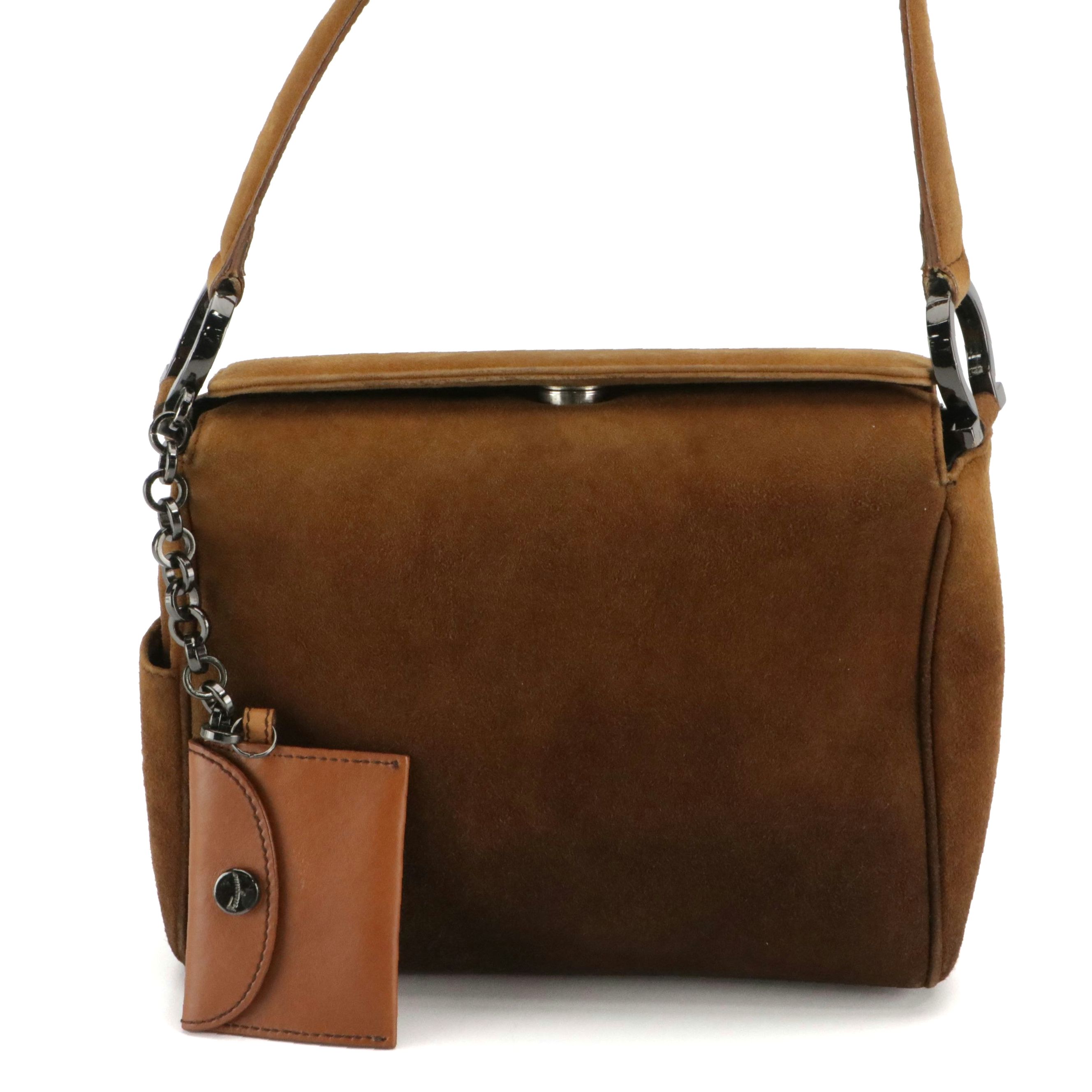 Salvatore Ferragamo Two-Way Bag in Brown Suede and Calfskin Leather