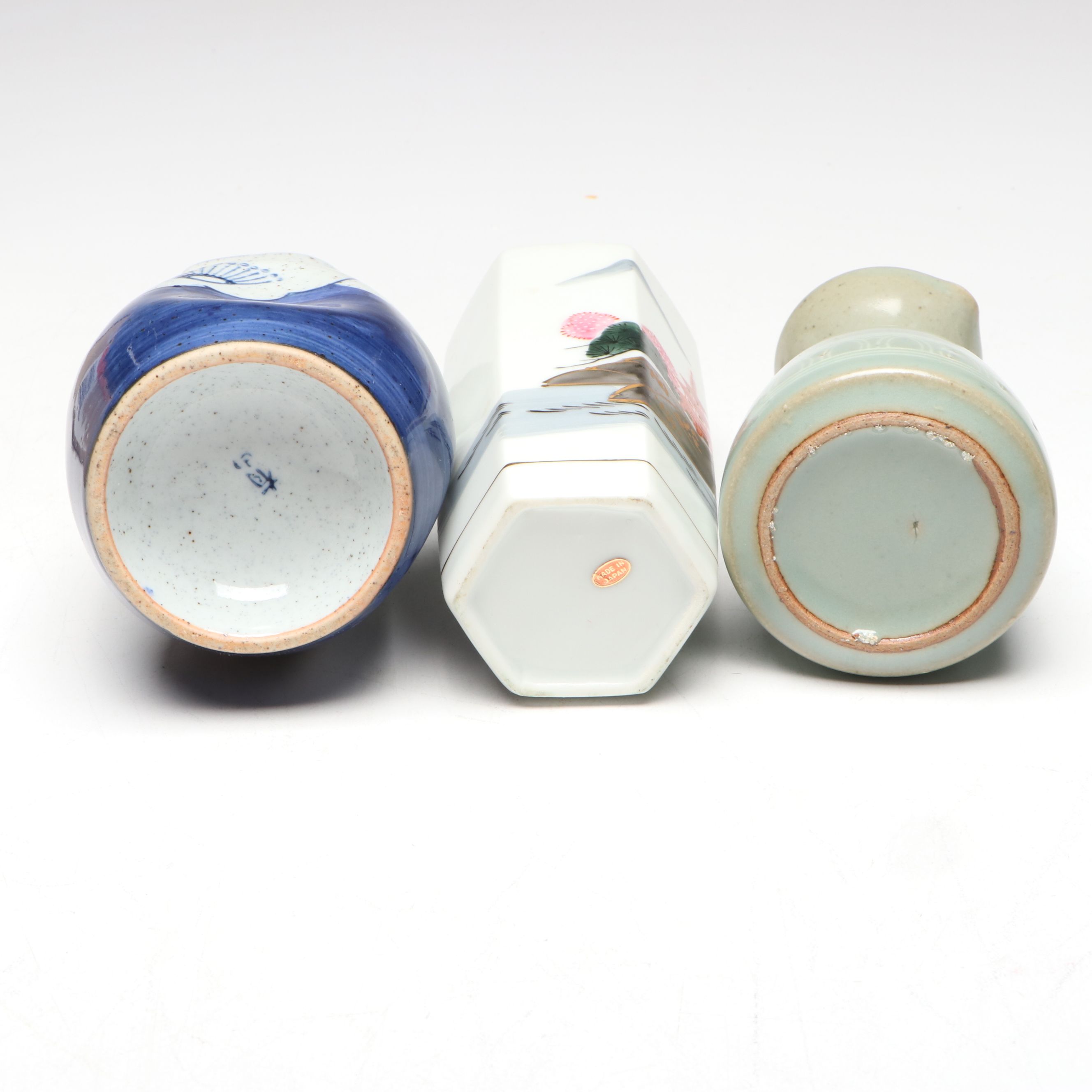 "Kamotsuru" Whistling Bird Porcelain Sake Bottle and Other Sake Carafes