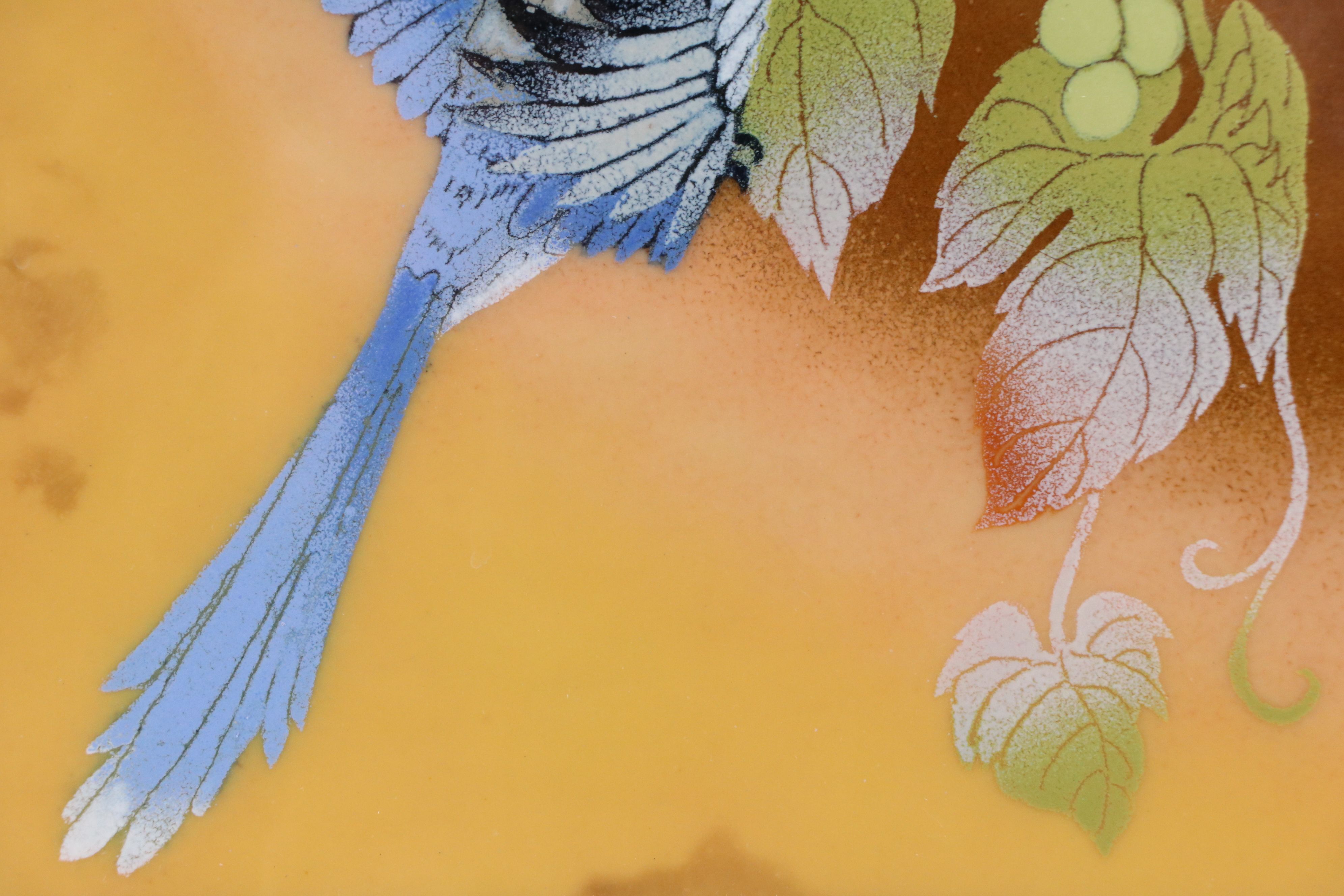 Cloisonné Enamel Plaque of Bird with Grapes