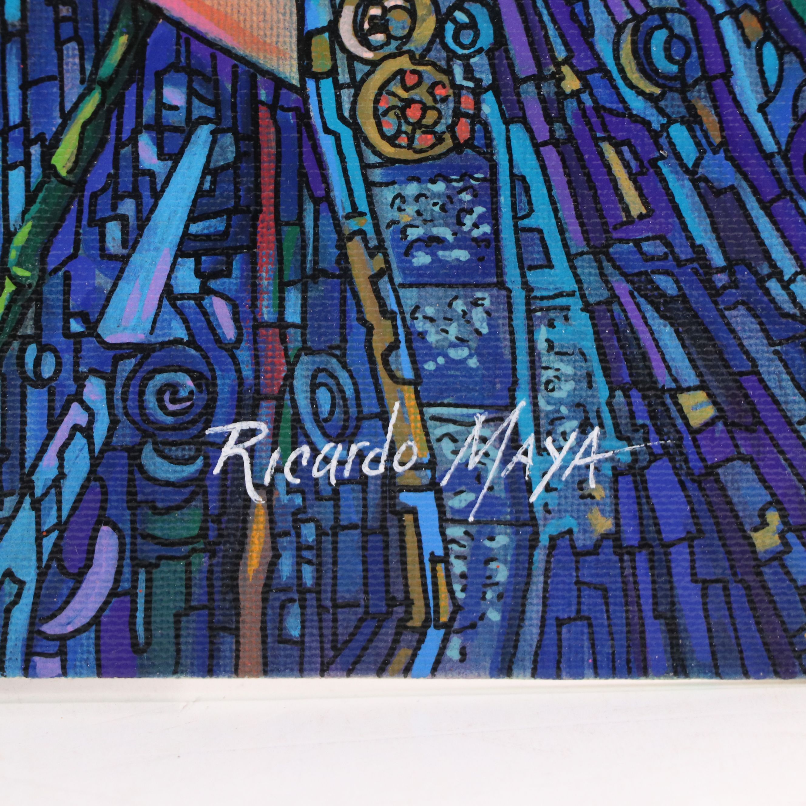 Ricardo Maya Stylized Acrylic Portrait of Woman with Peony, 21st Century