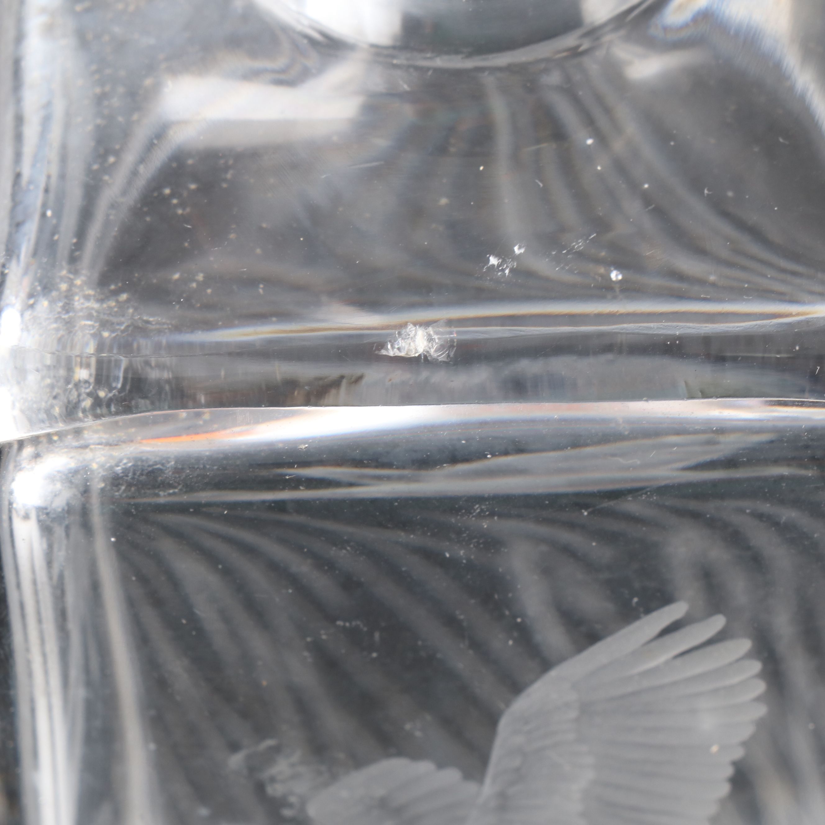 Richard E. Bishop Etched Crystal Waterfowl Stoppered Decanter