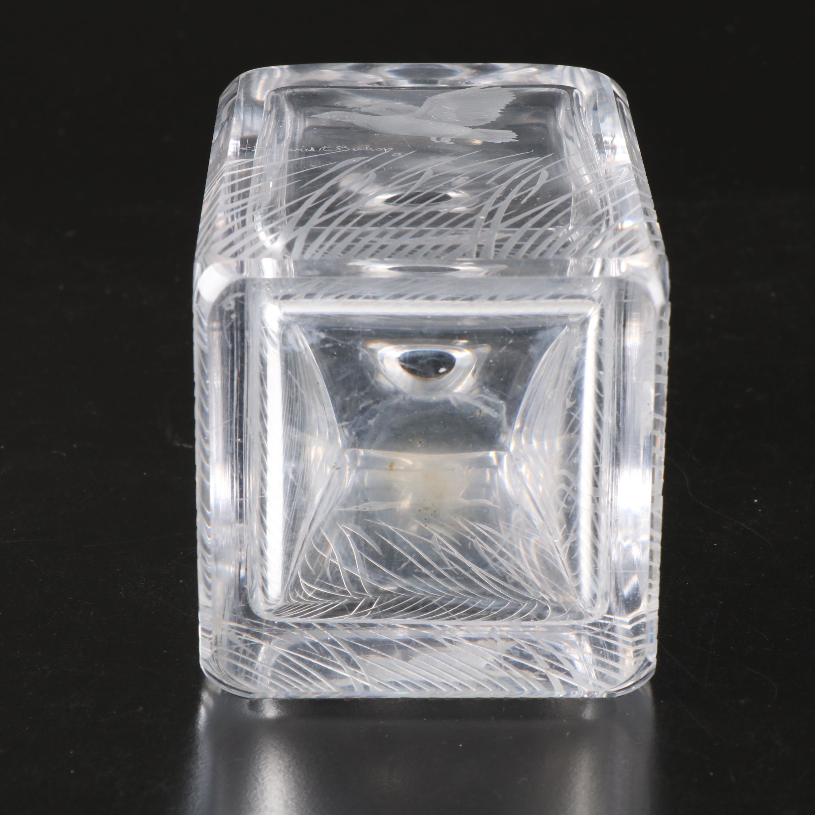 Richard E. Bishop Etched Crystal Waterfowl Stoppered Decanter