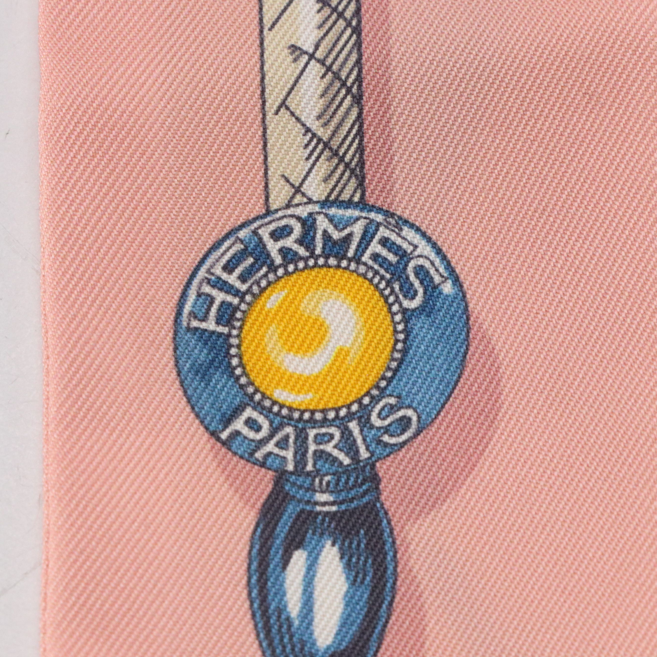 Hermès "Cavalcades" Silk Twilly in Pink Silk