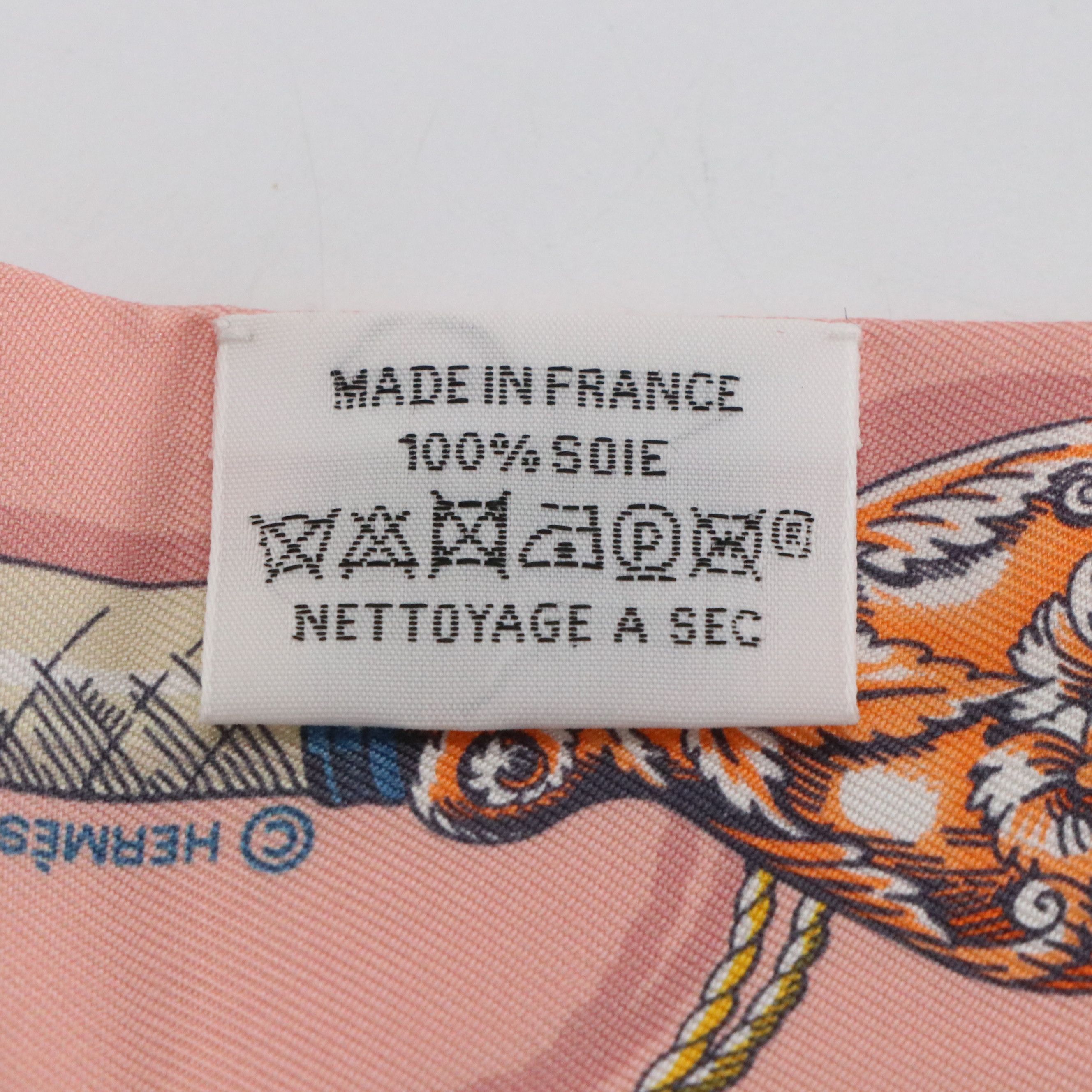 Hermès "Cavalcades" Silk Twilly in Pink Silk