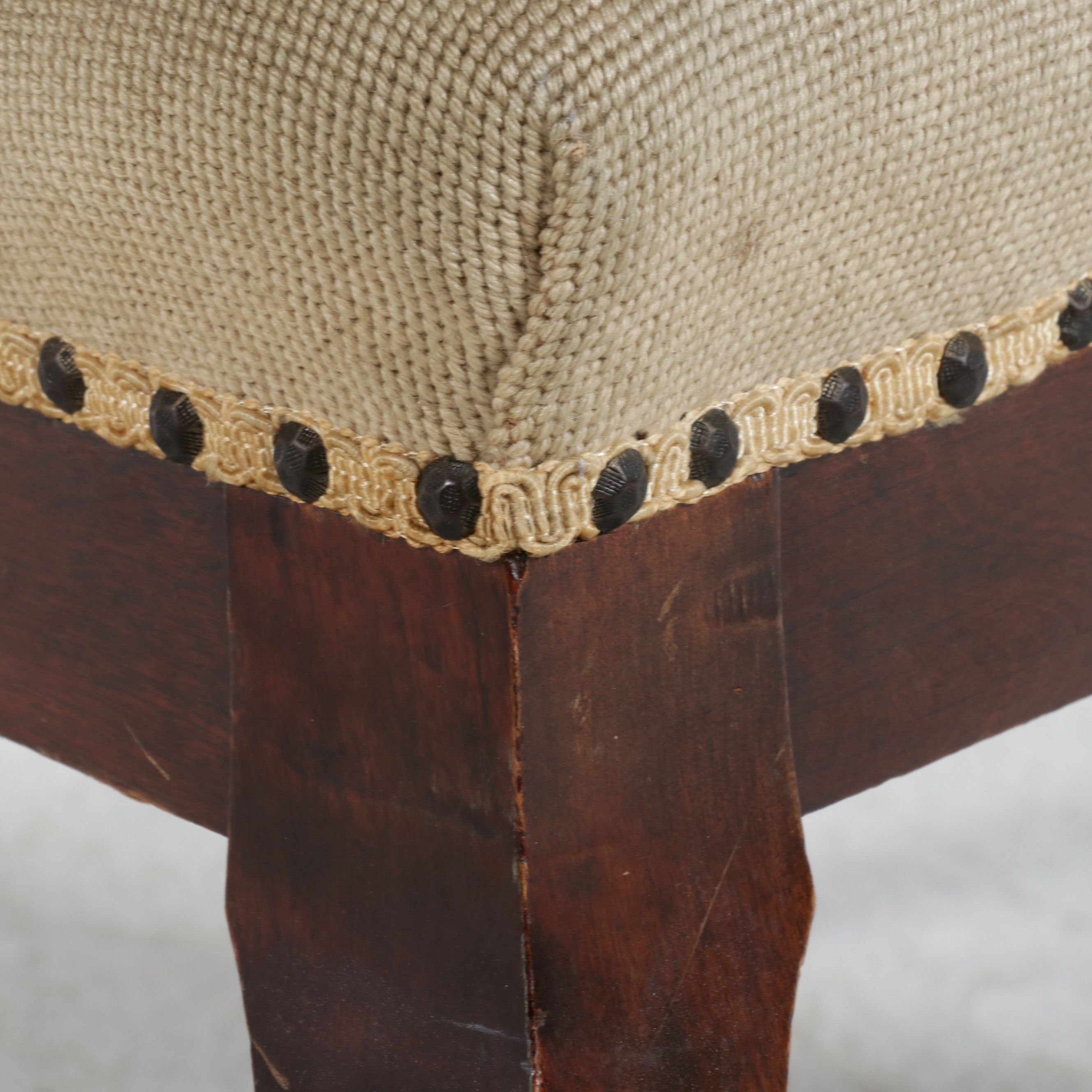 American Classical Revival Walnut Nursing Chair with Needlepoint Upholstery