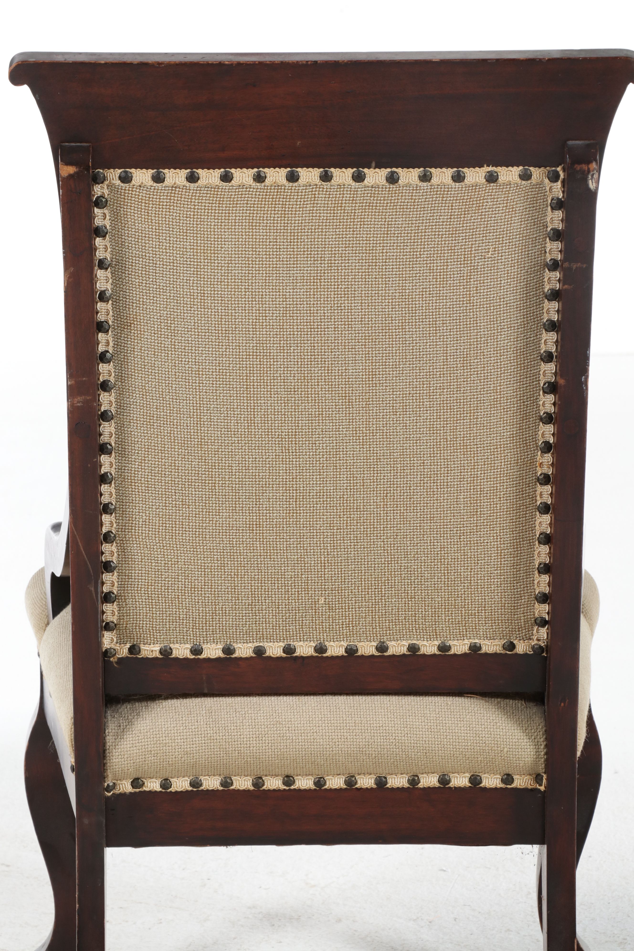 American Classical Revival Walnut Nursing Chair with Needlepoint Upholstery