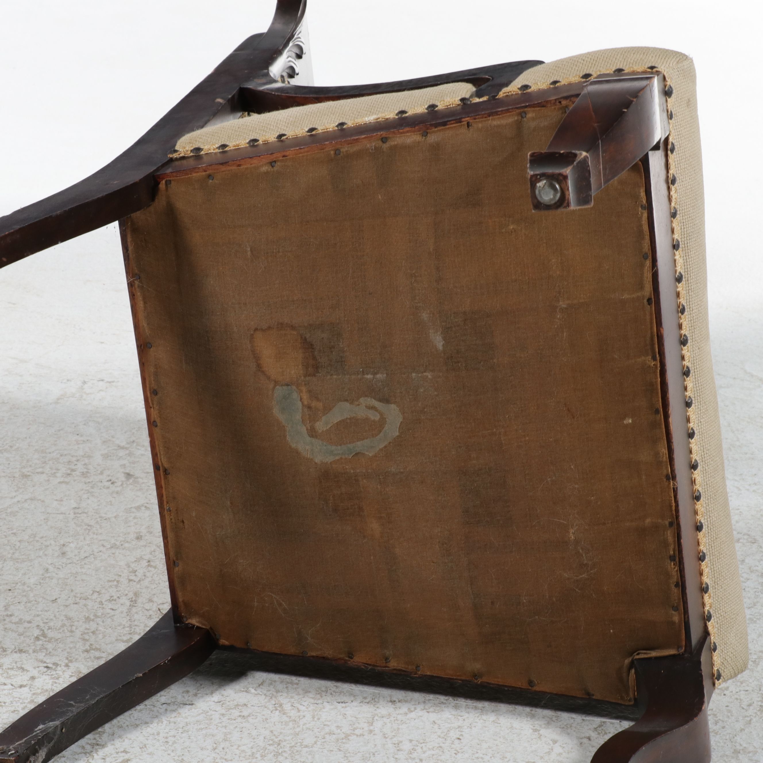 American Classical Revival Walnut Nursing Chair with Needlepoint Upholstery