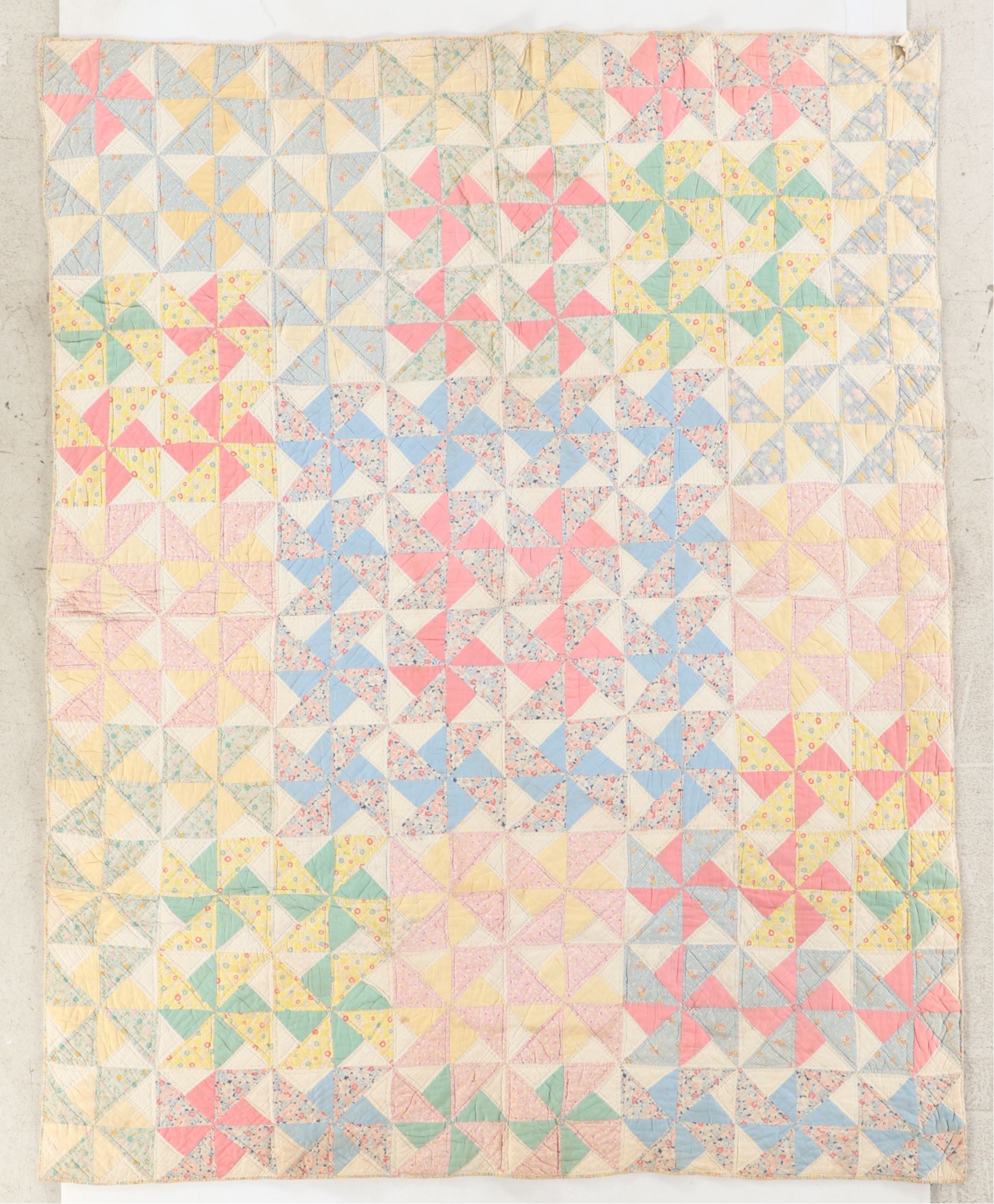 Sawtooth Star Block and Other Handmade Floral Quilt