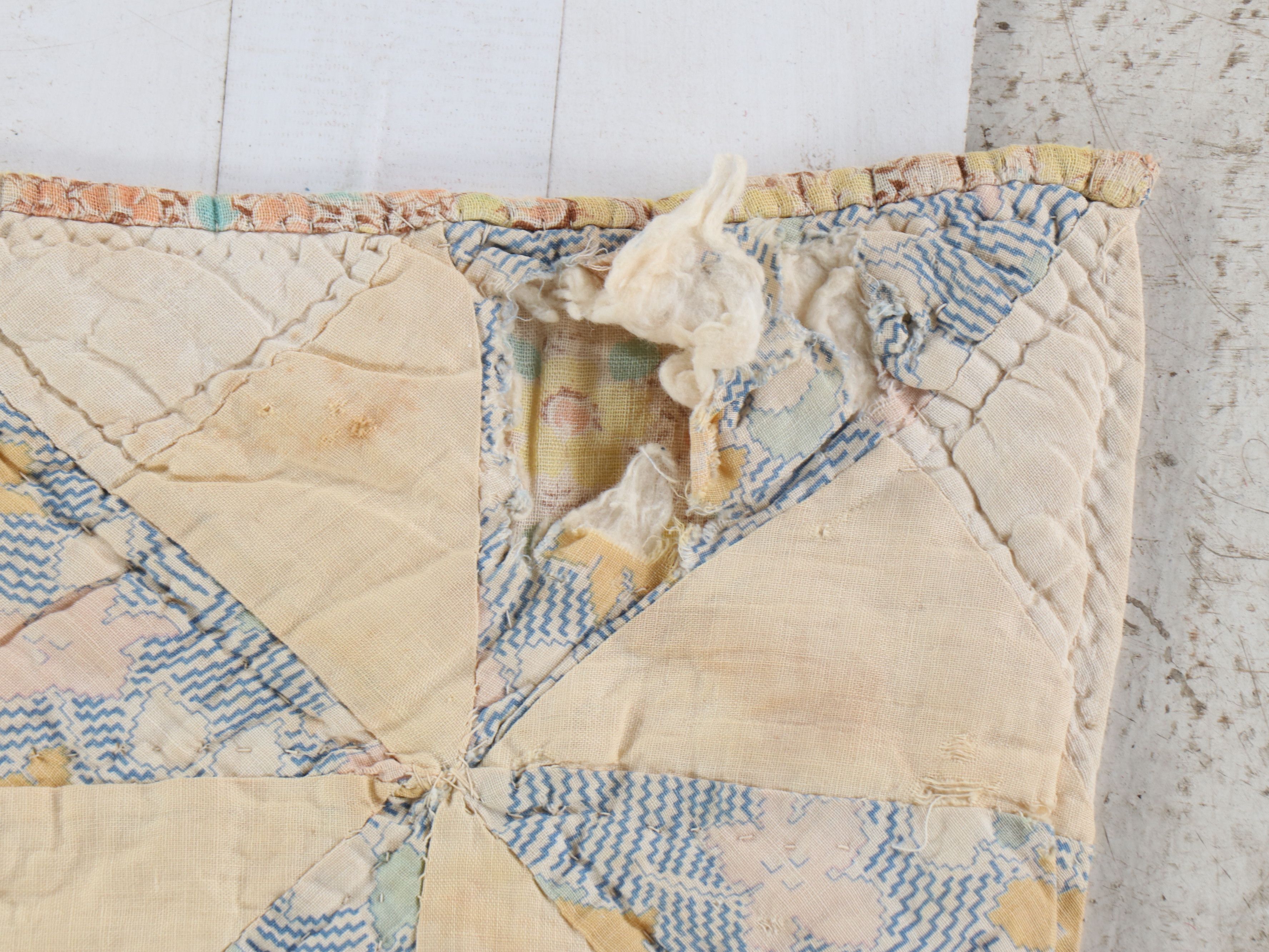 Sawtooth Star Block and Other Handmade Floral Quilt