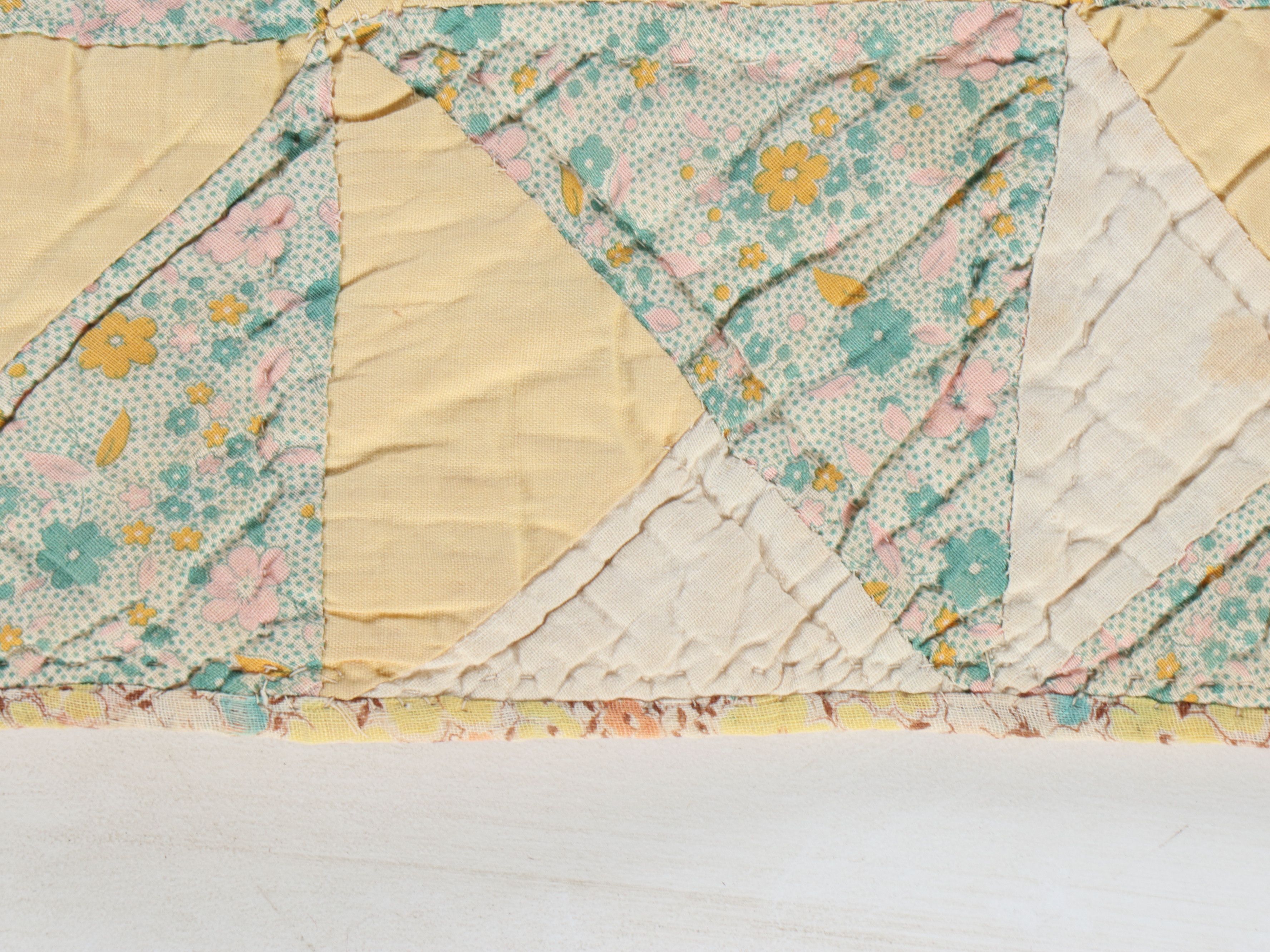 Sawtooth Star Block and Other Handmade Floral Quilt