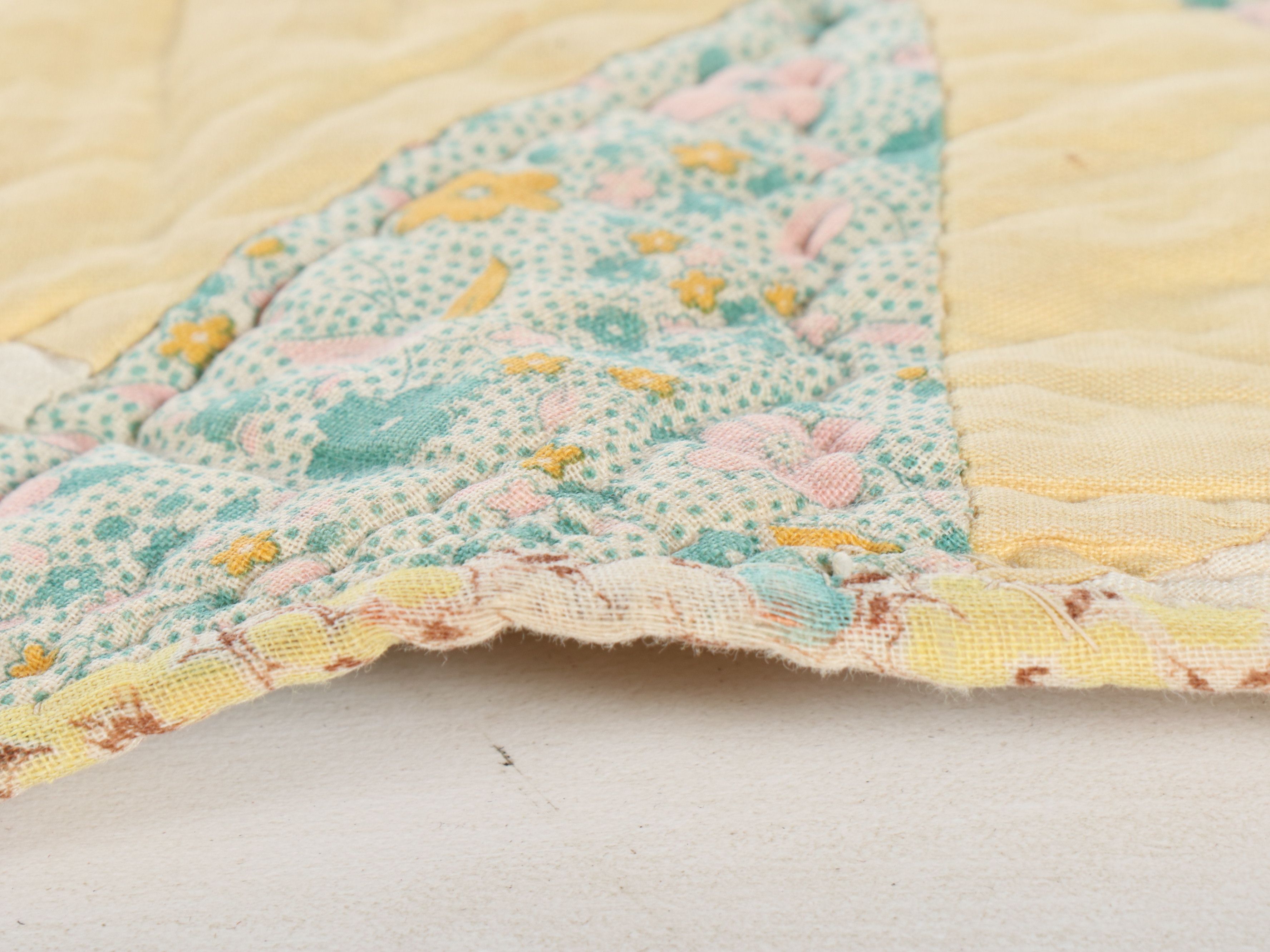 Sawtooth Star Block and Other Handmade Floral Quilt