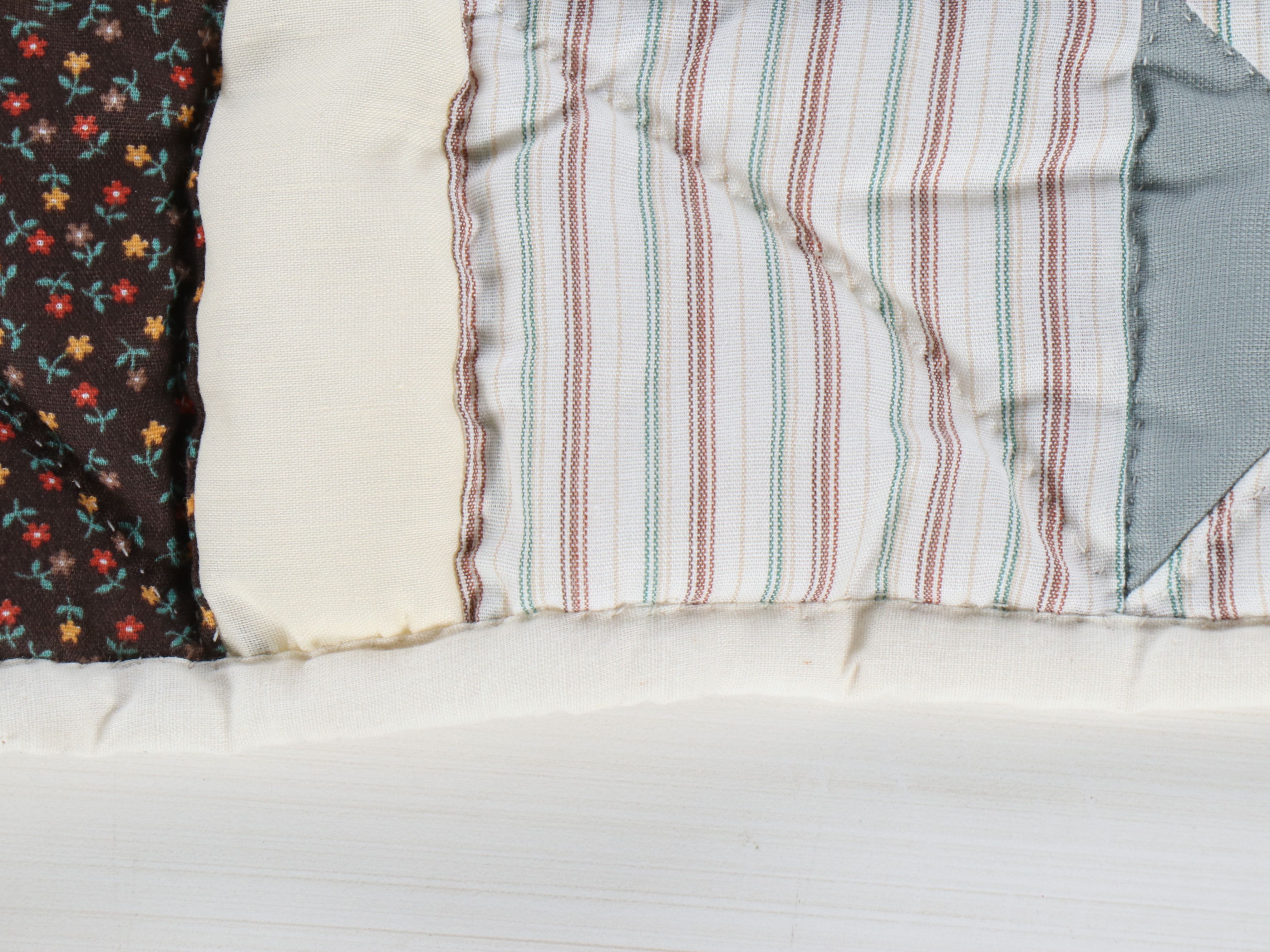 Sawtooth Star Block and Other Handmade Floral Quilt