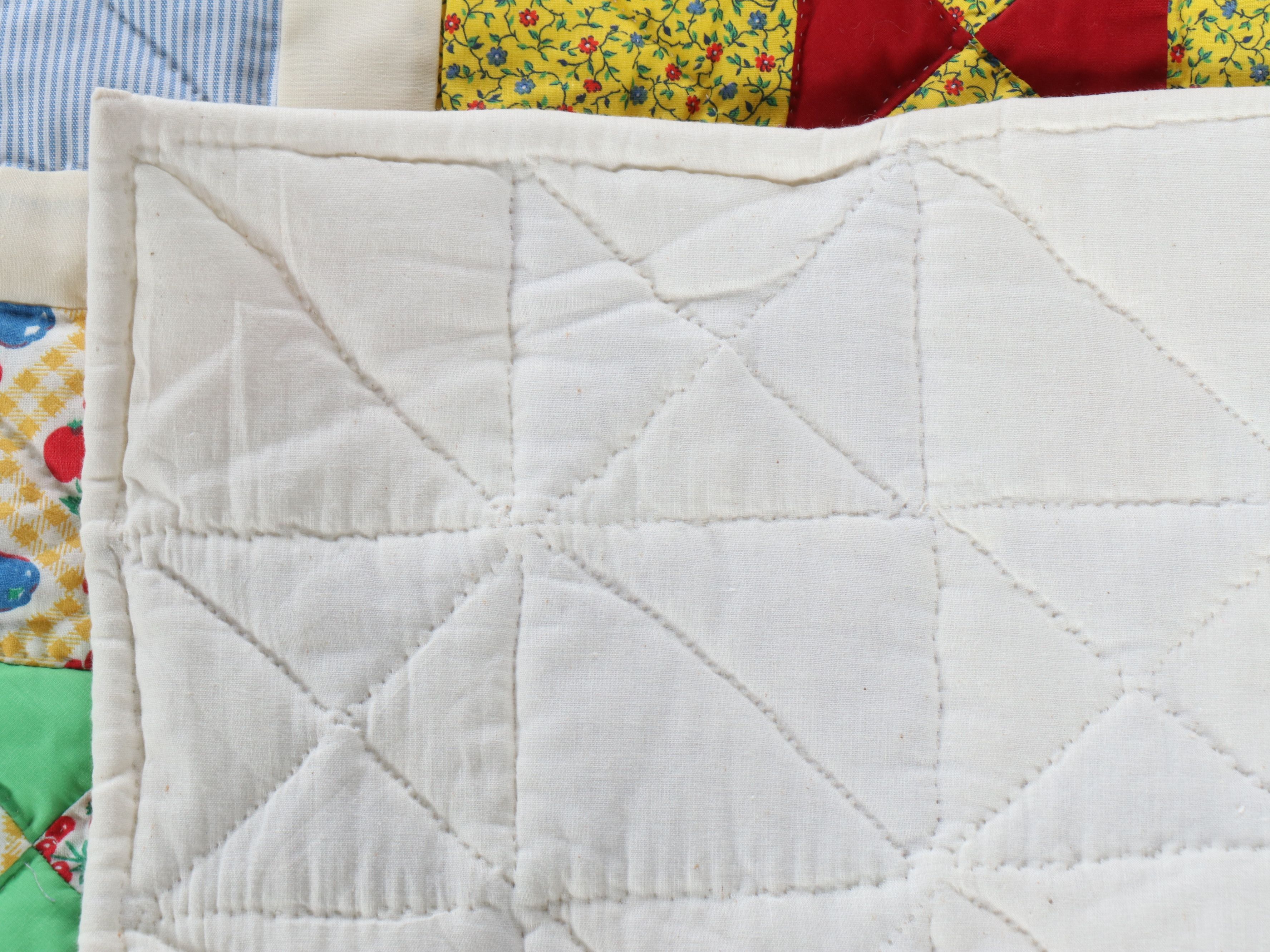 Sawtooth Star Block and Other Handmade Floral Quilt