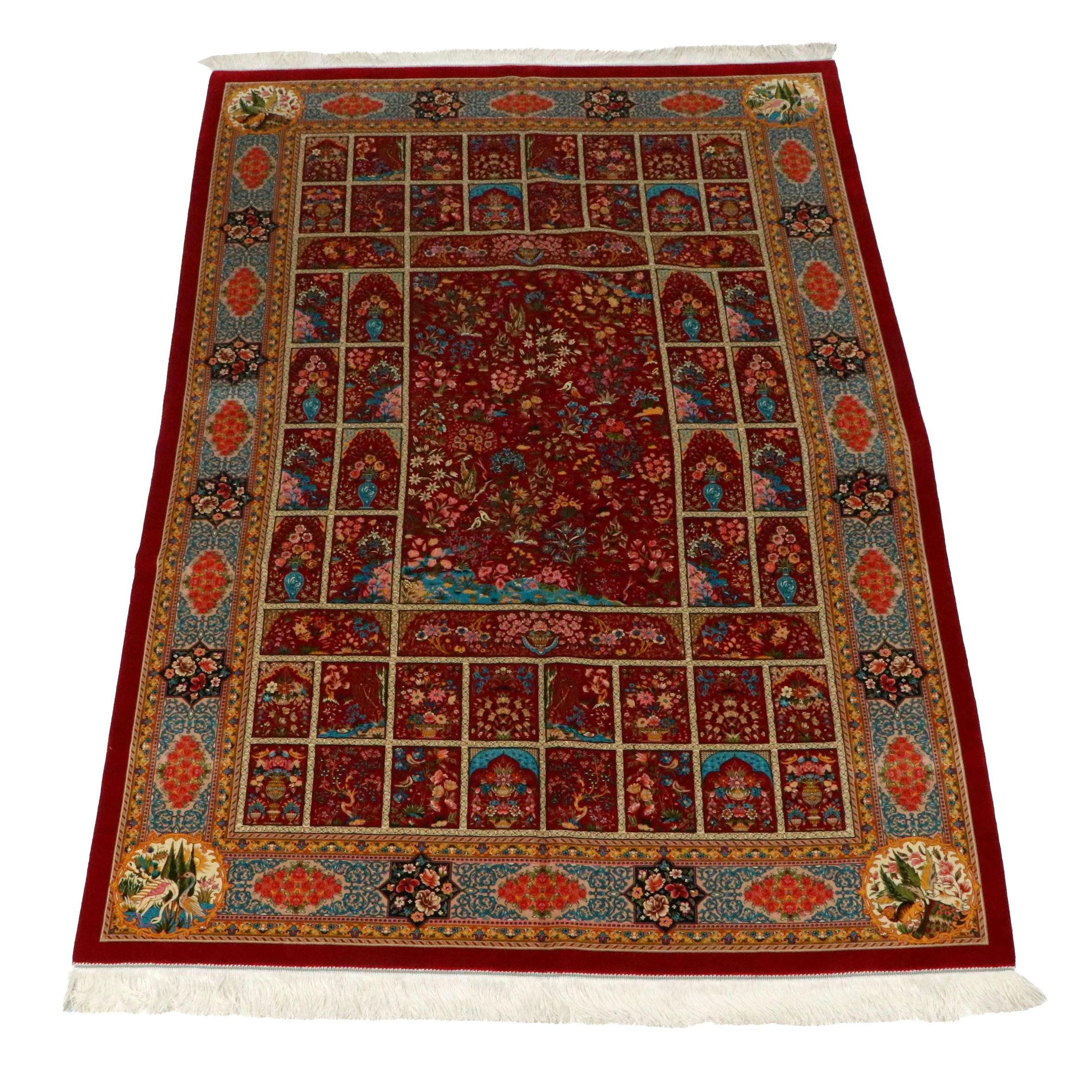 6'8 x 10'7 Machine Made Turkish Qom Style Silk Area Rug