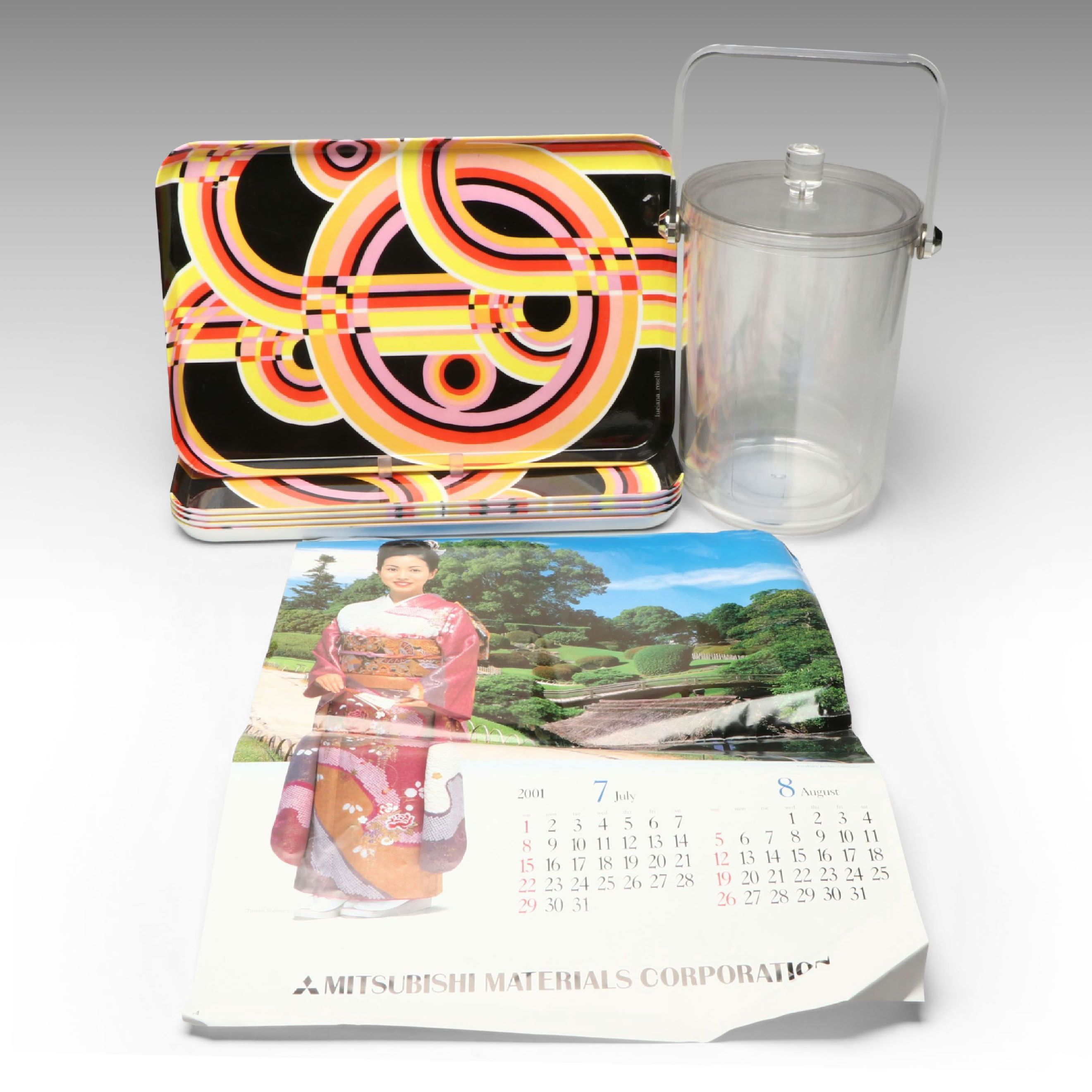 Luciana Roselli Retro Melamine Serving Trays with Acrylic Champagne Bucket