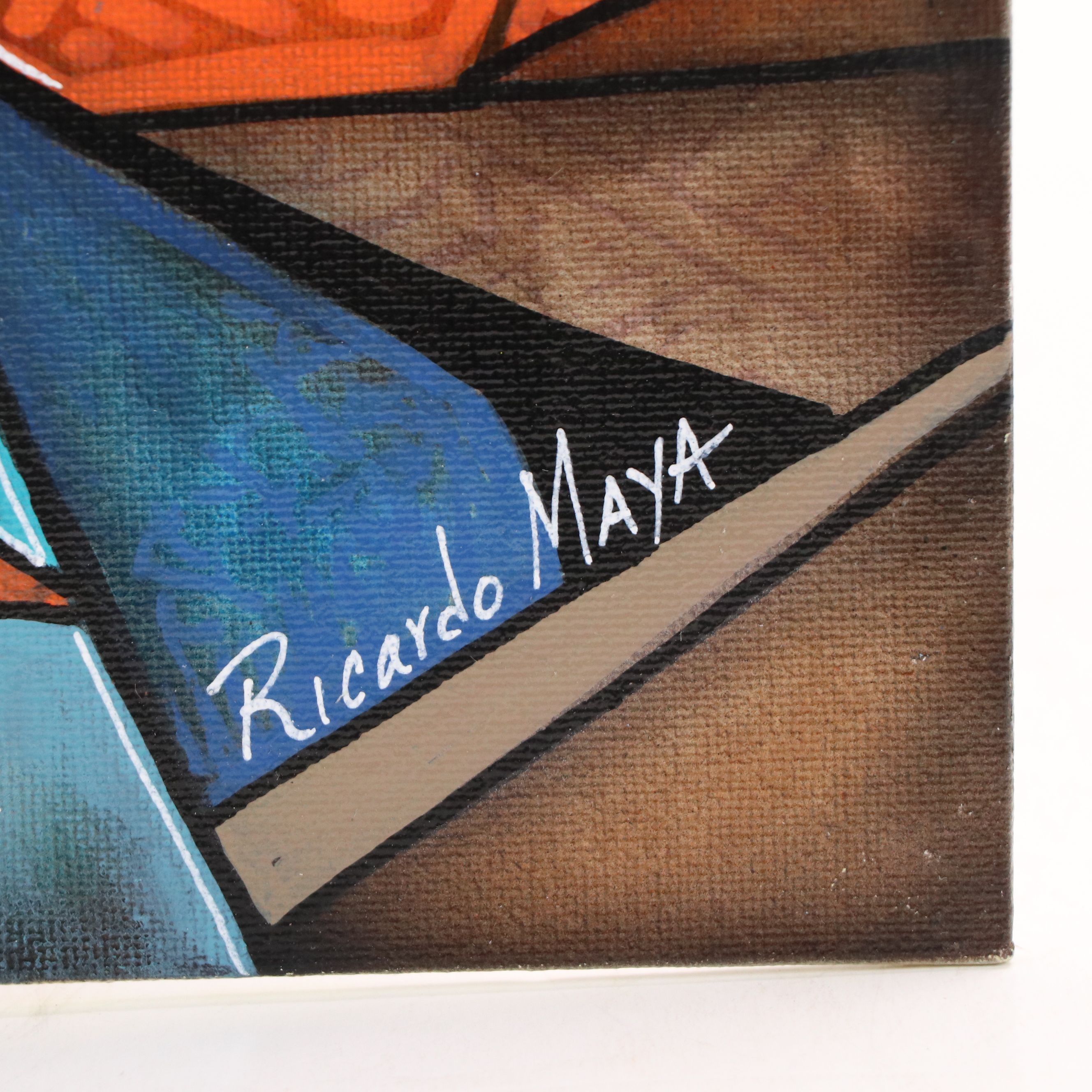 Ricardo Maya Surrealistic Acrylic Portrait of Man, 21st Century