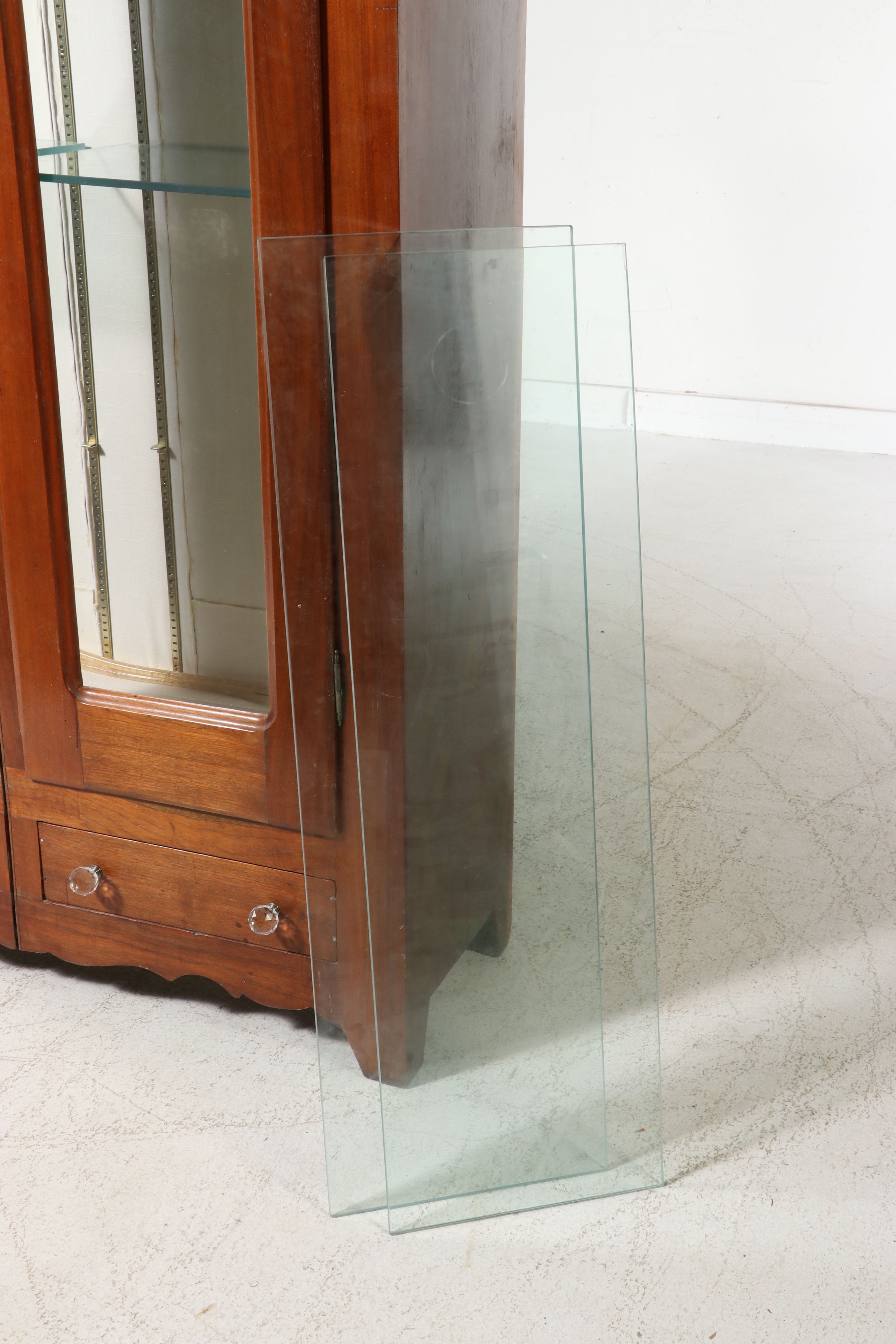 Victorian Cherry Glass Front Armoire Converted to Cabinet, 19th Century