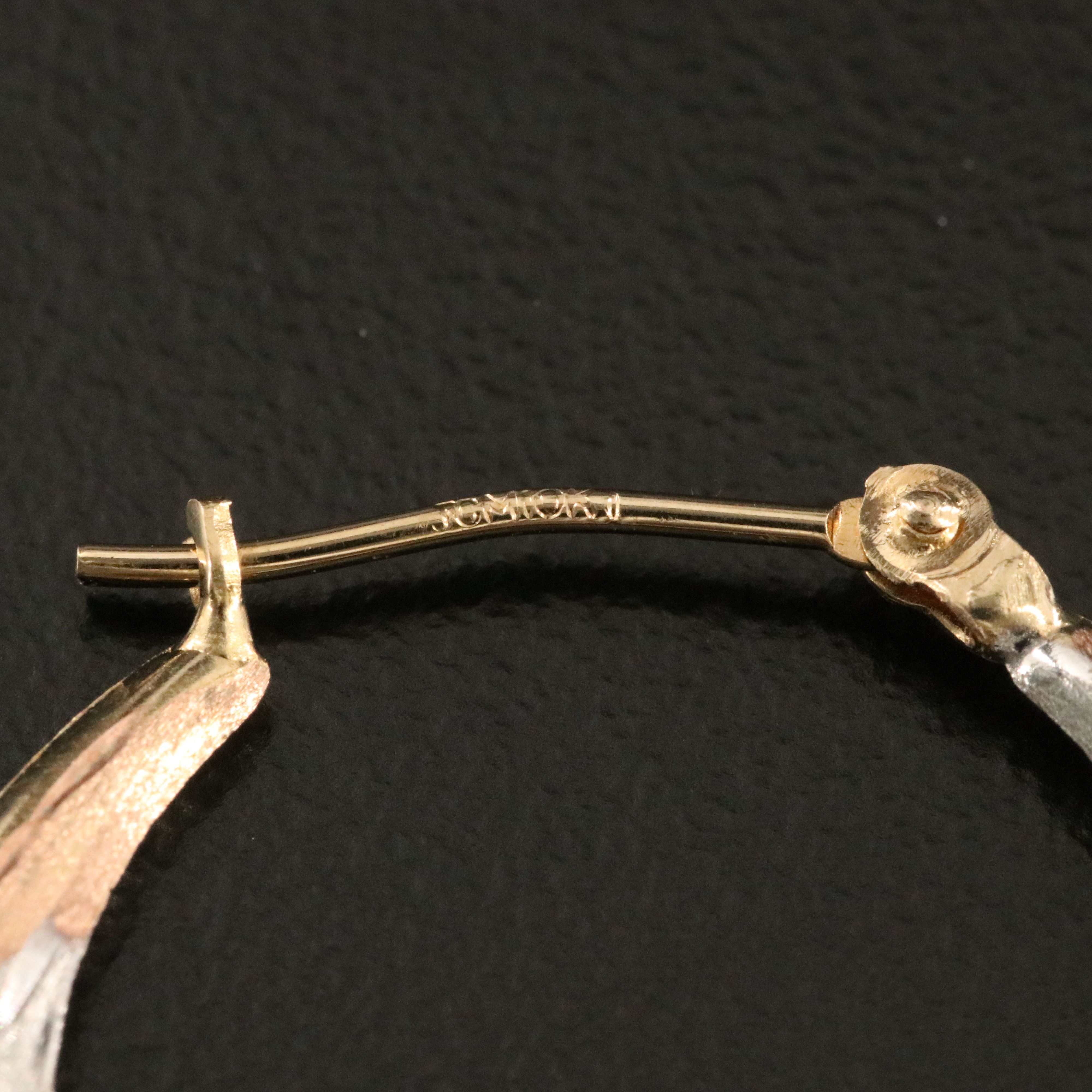 10K Tri-Color Fluted Hoop Earrings