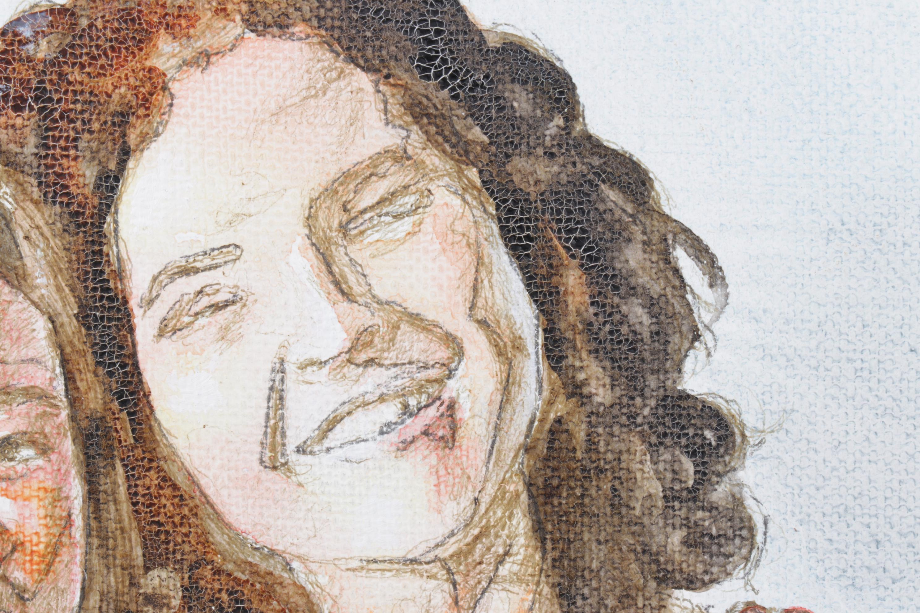 Lauren Law Mixed Media Painting of Two Women