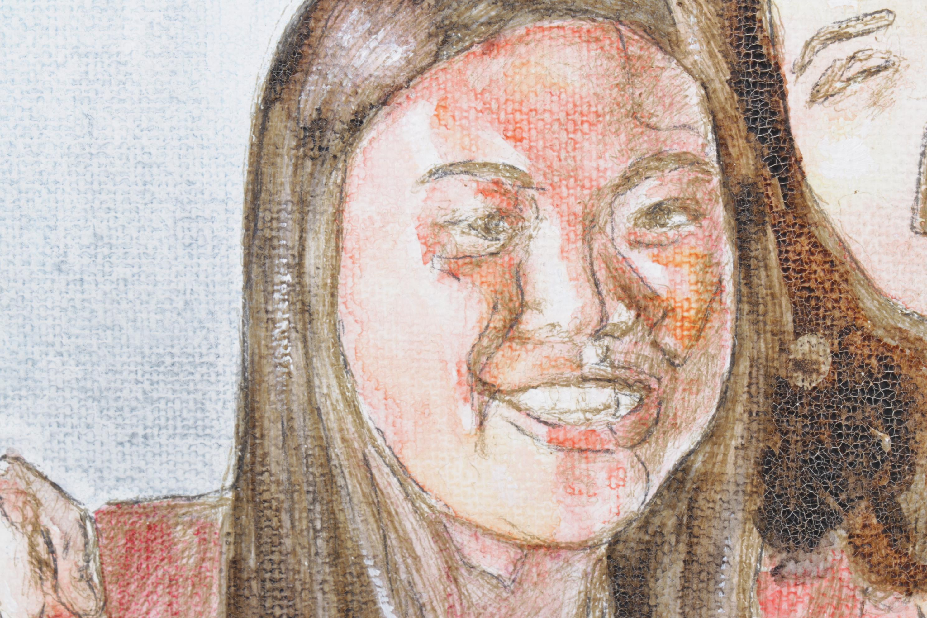 Lauren Law Mixed Media Painting of Two Women