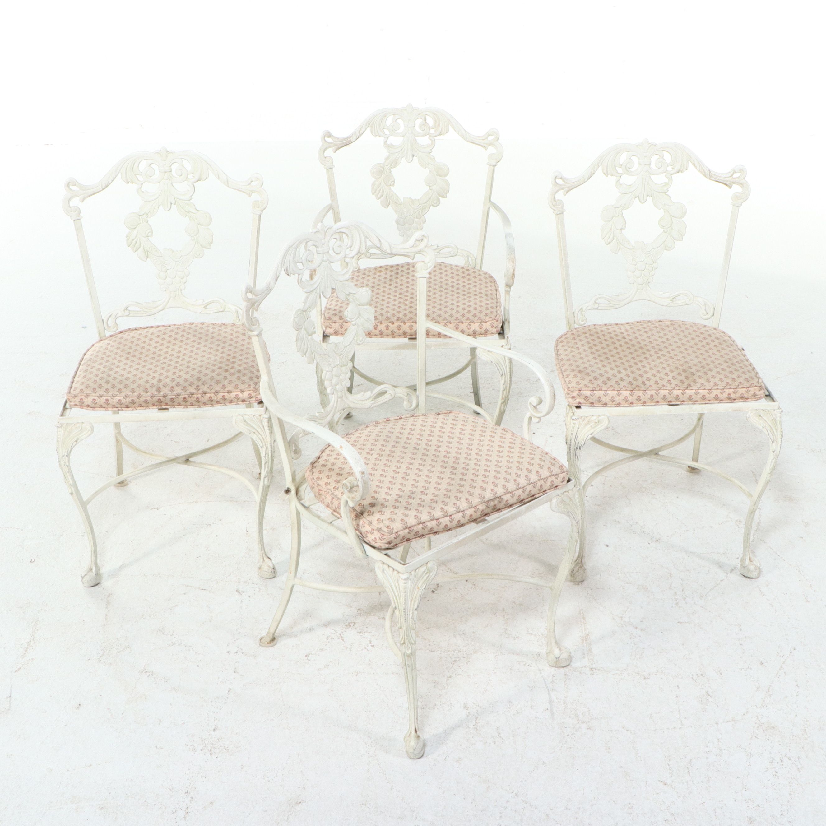 Five Piece Victorian Style Cast Metal Patio Dining Set, Late 20th Century