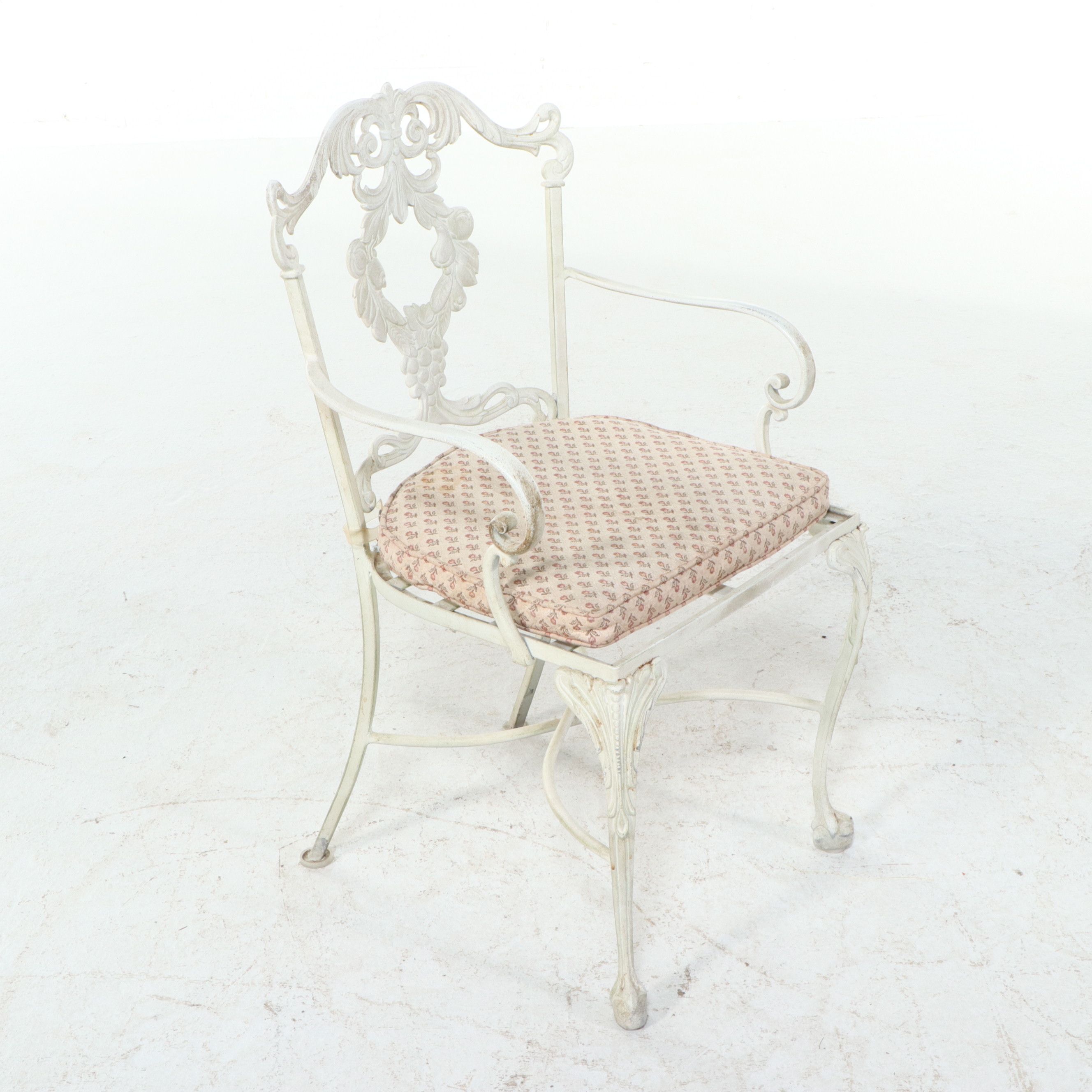 Five Piece Victorian Style Cast Metal Patio Dining Set, Late 20th Century