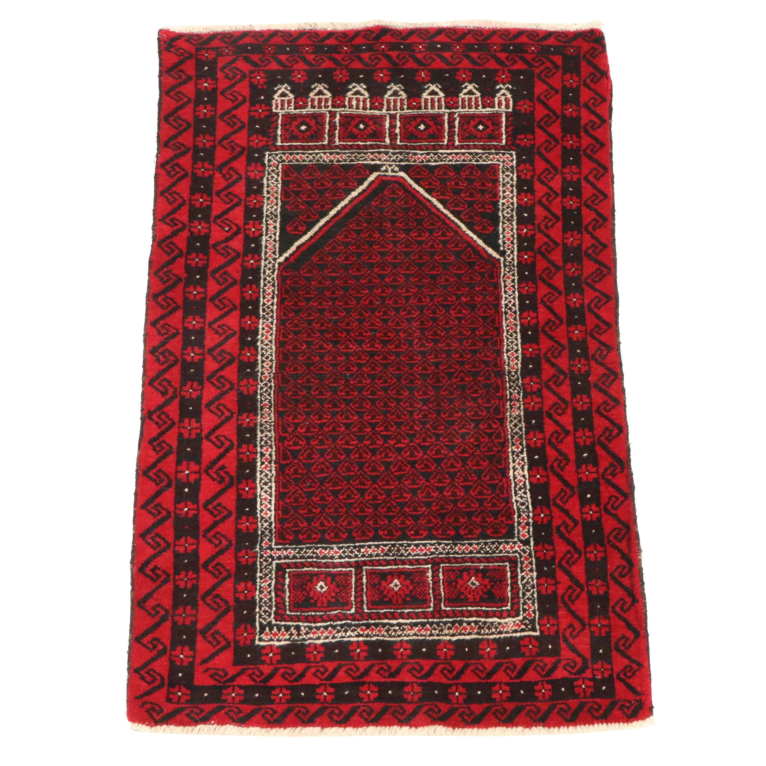 2'11 x 4'11 Hand-Knotted Afghan Baluch Prayer Rug