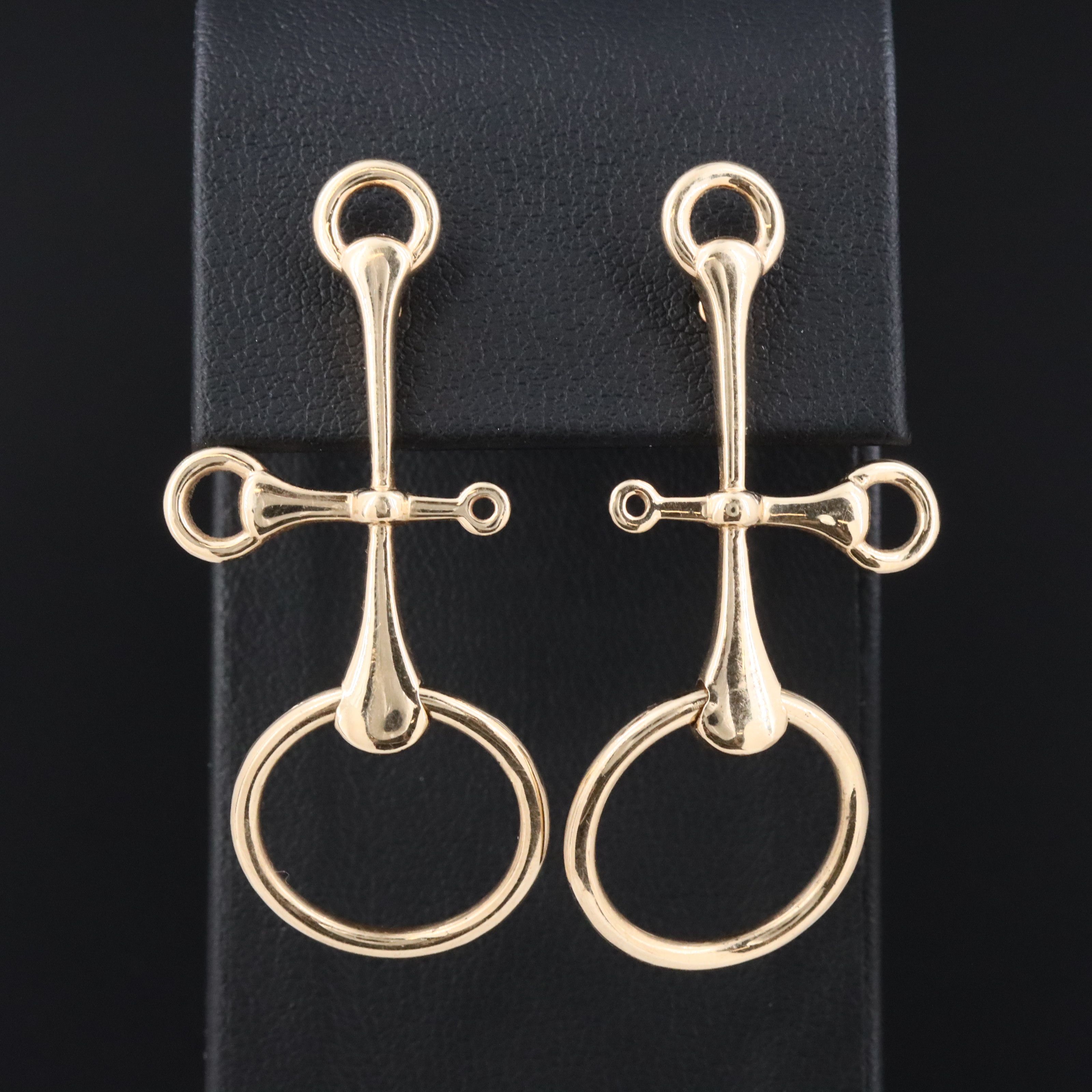 Vincent Peach 14K Dressage Bit Equestrian Earrings