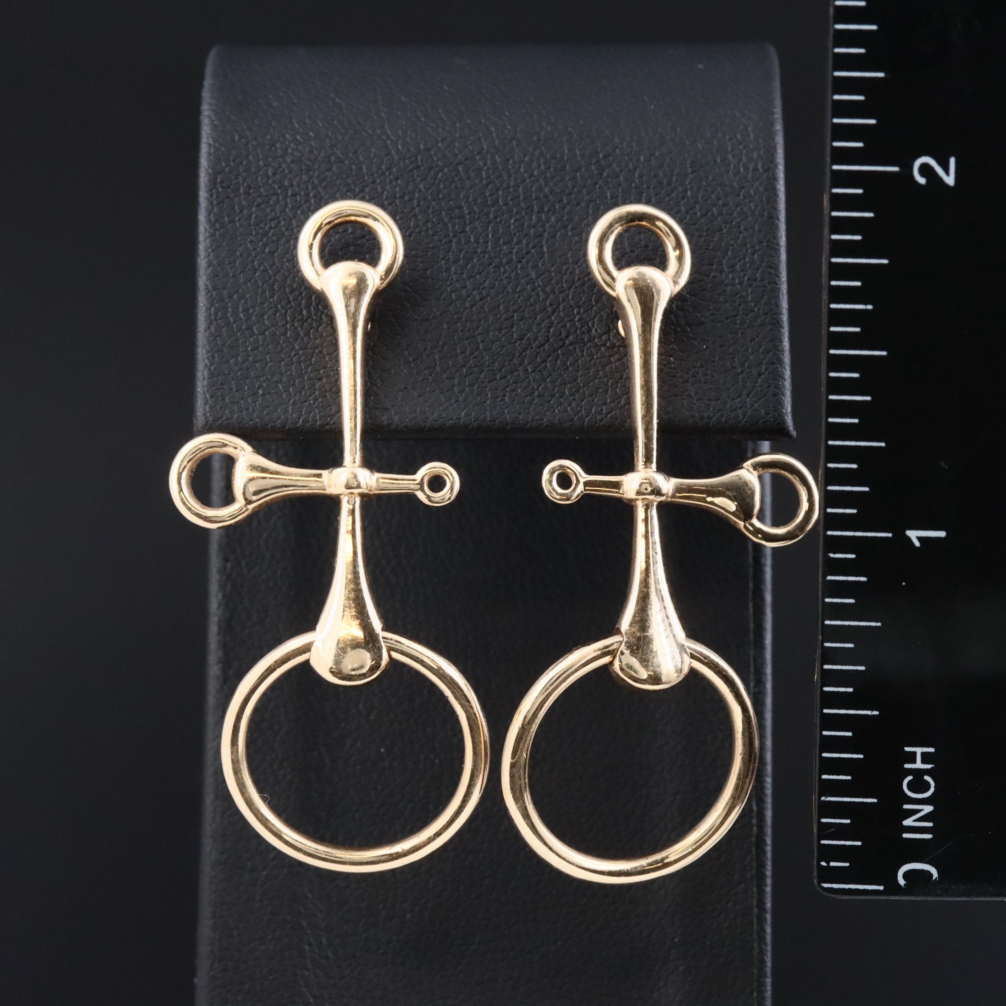 Vincent Peach 14K Dressage Bit Equestrian Earrings