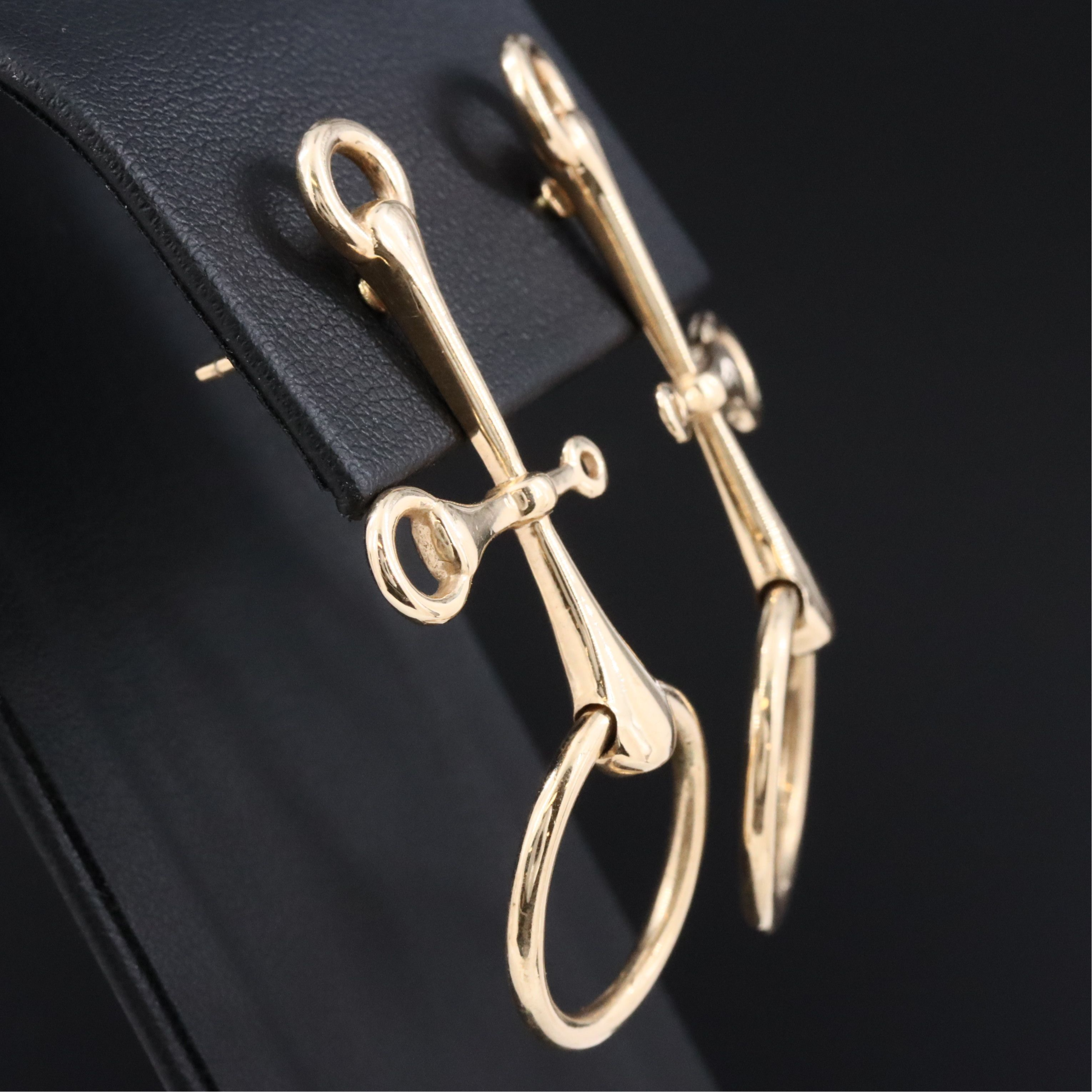 Vincent Peach 14K Dressage Bit Equestrian Earrings