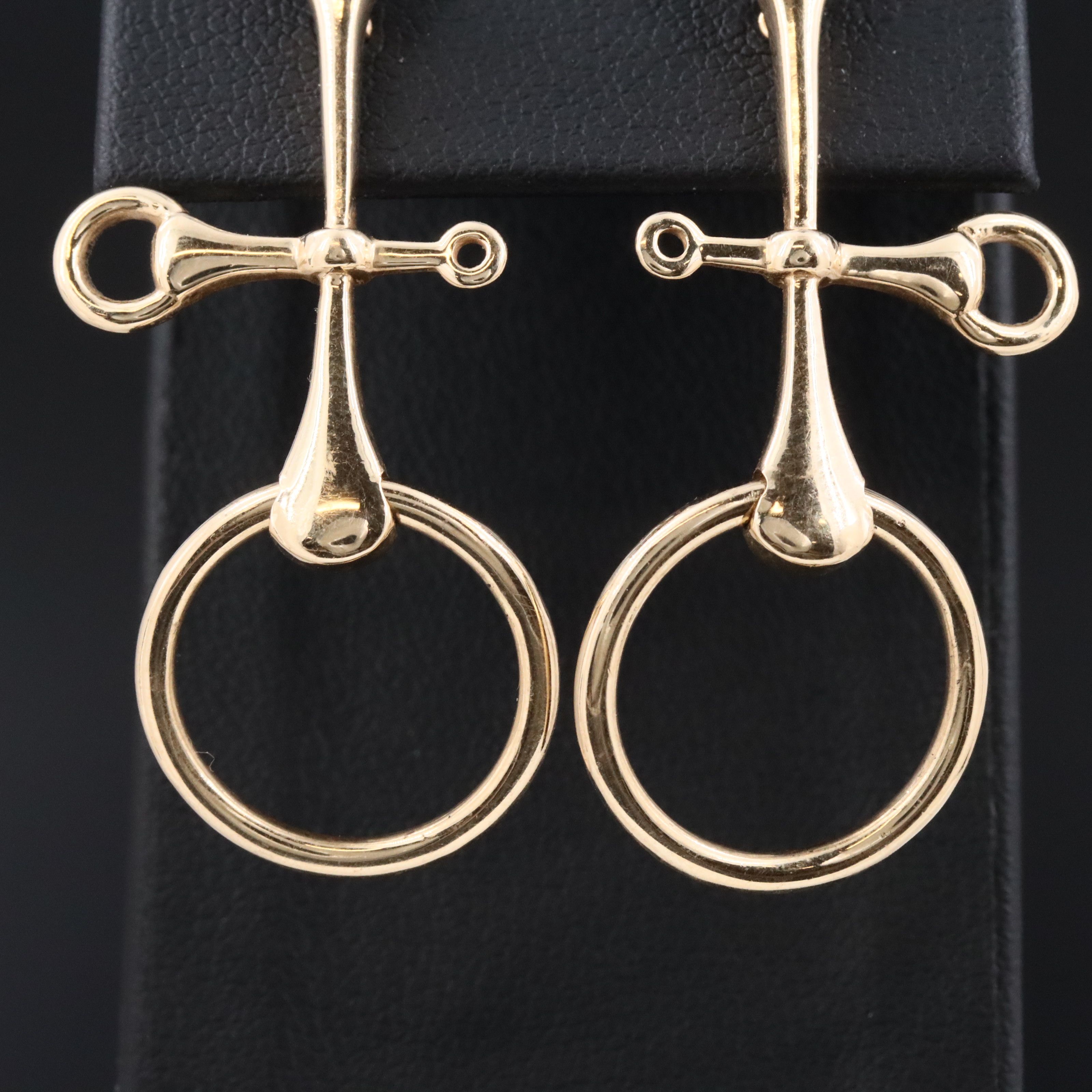 Vincent Peach 14K Dressage Bit Equestrian Earrings