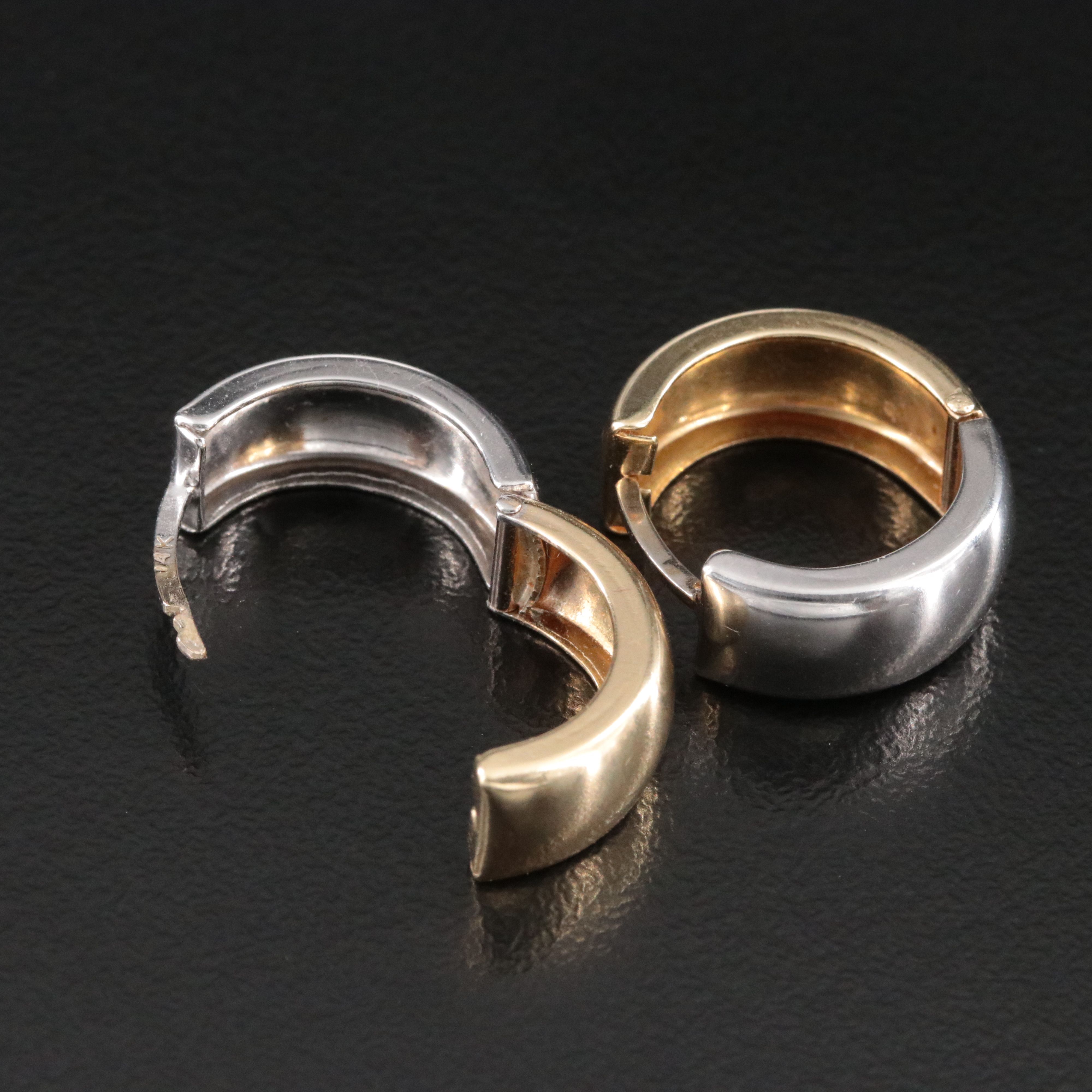 14K Two-Tone Reversible Hoop Earrings