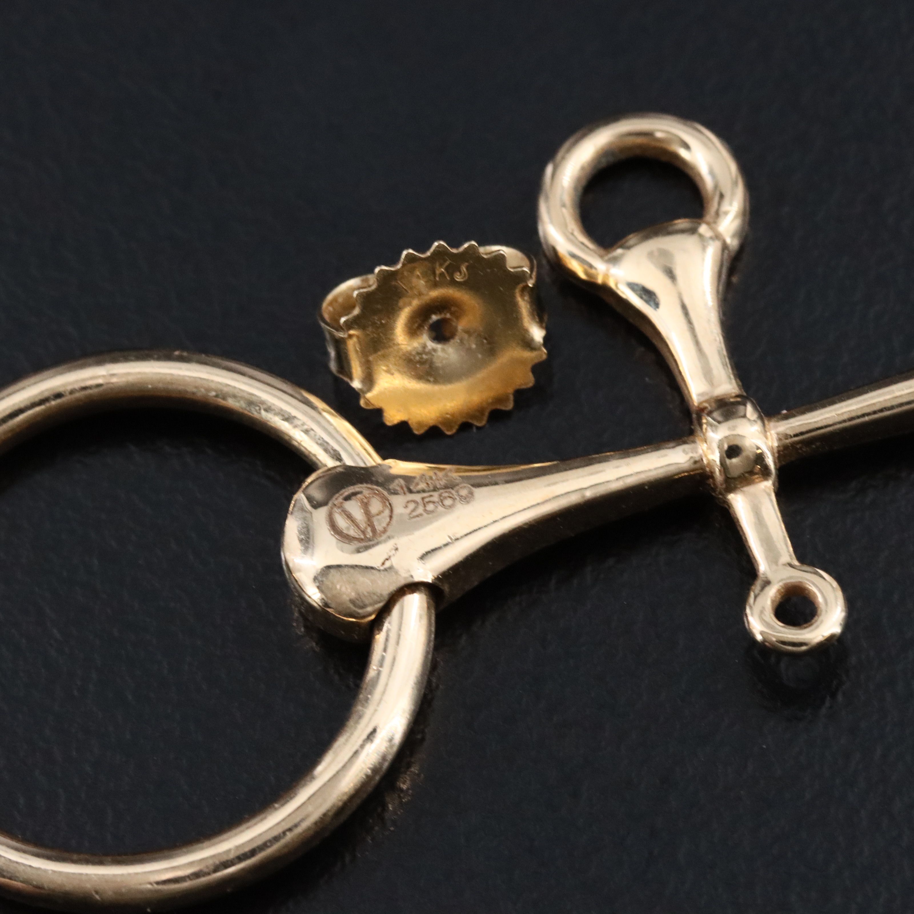 Vincent Peach 14K Dressage Bit Equestrian Earrings