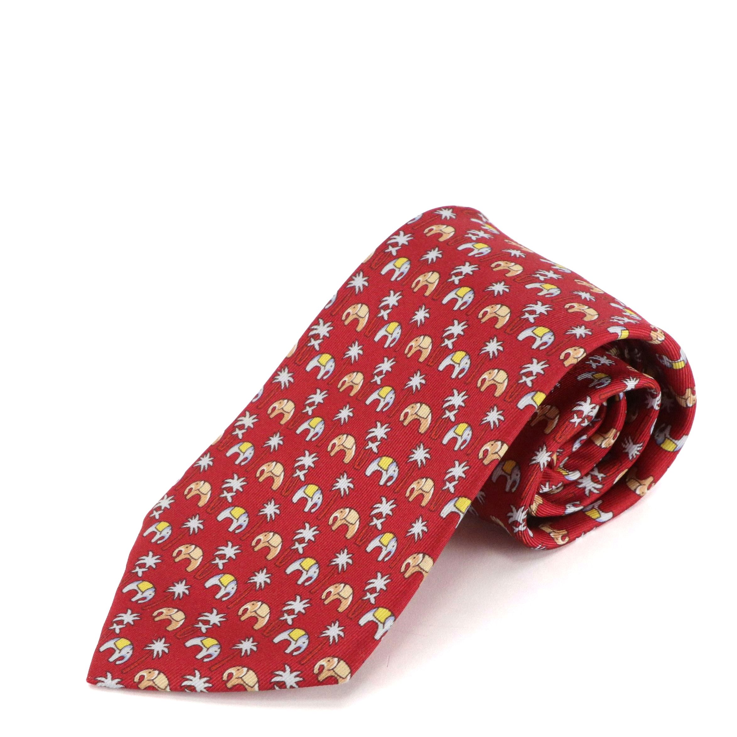 Jim Thompson Elephant Motif Silk Twill Necktie