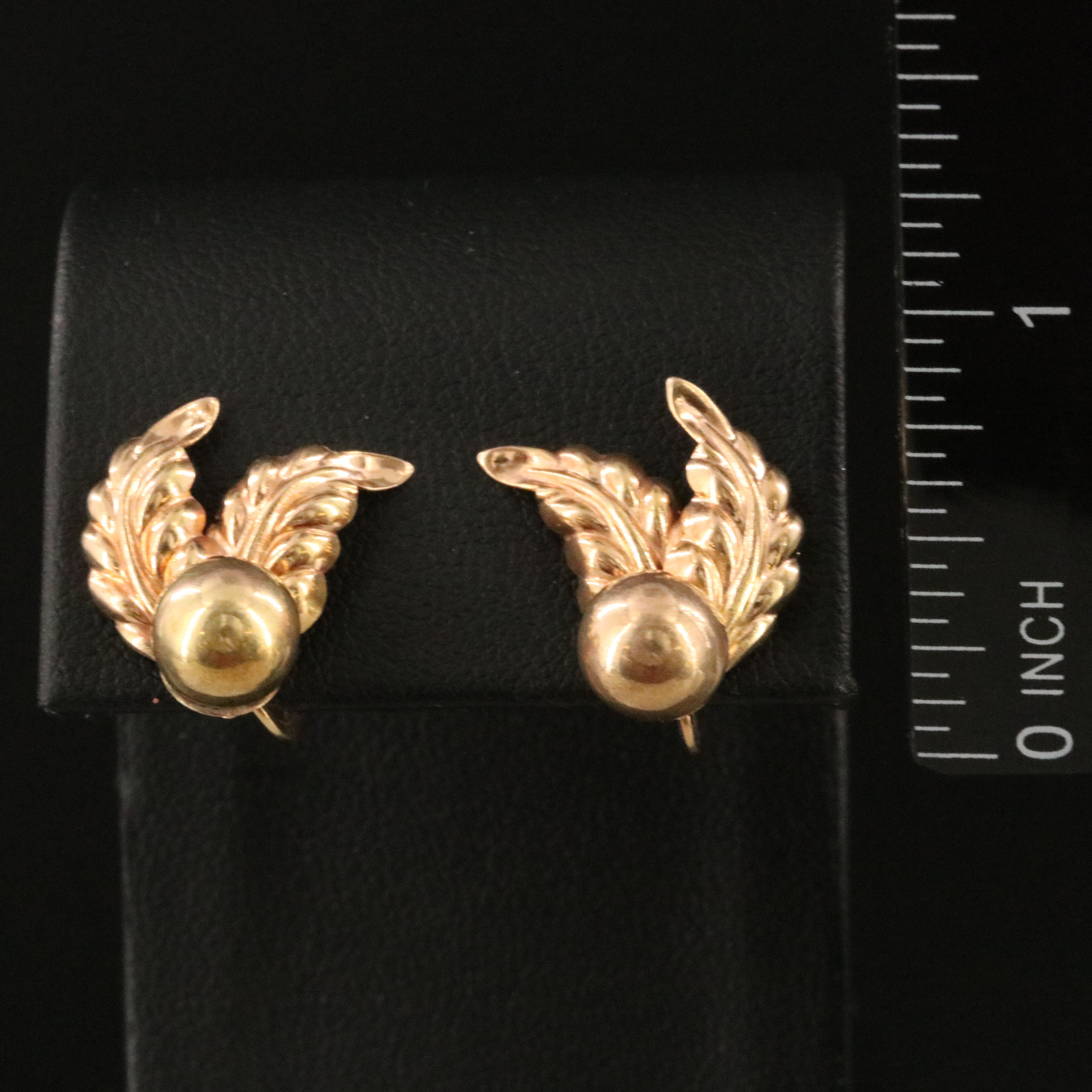 Vintage 10K Botanical Earrings